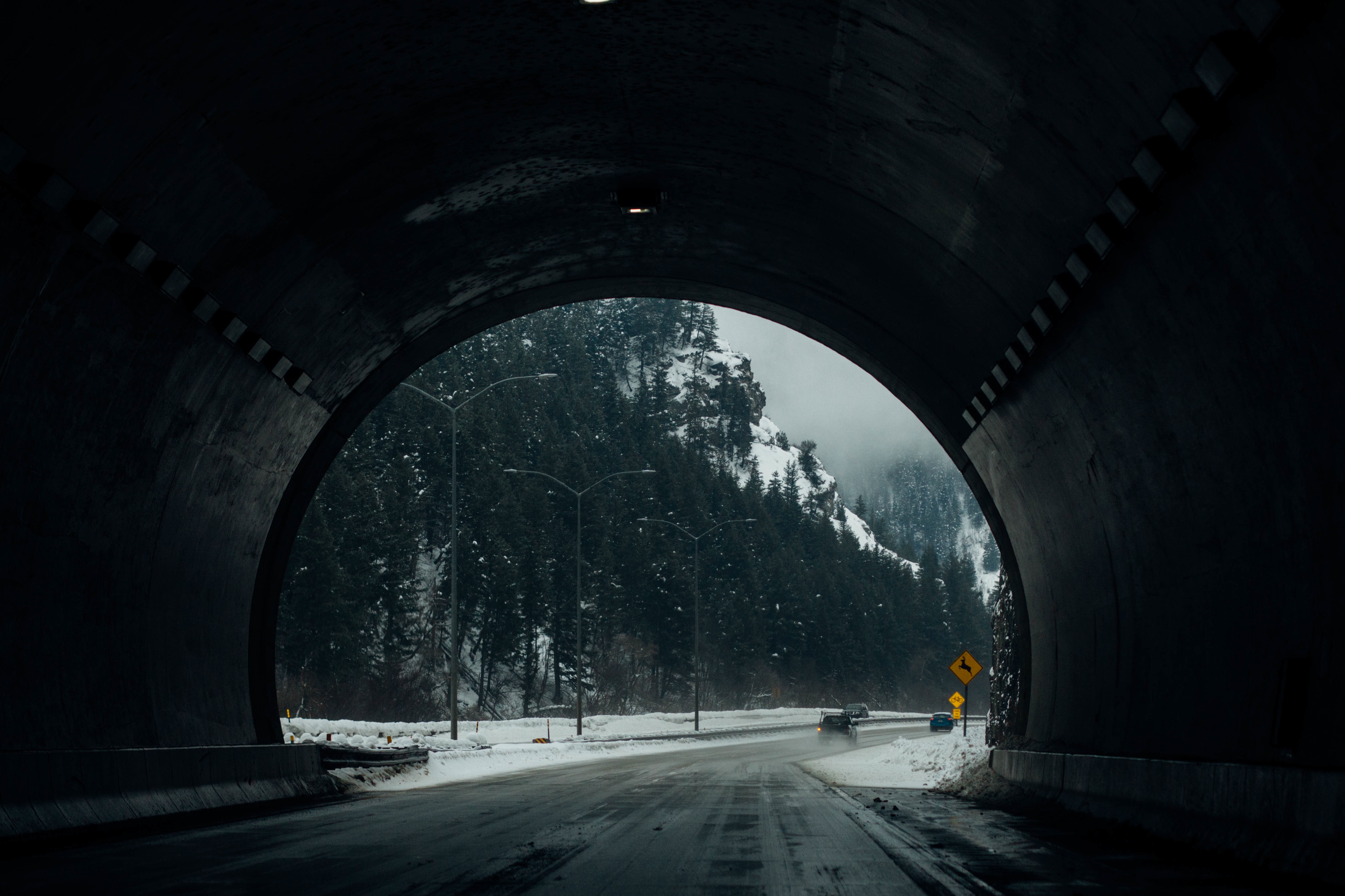 PCデスクトップに冬, 自然, 雪, 道, トンネル, 道路画像を無料でダウンロード