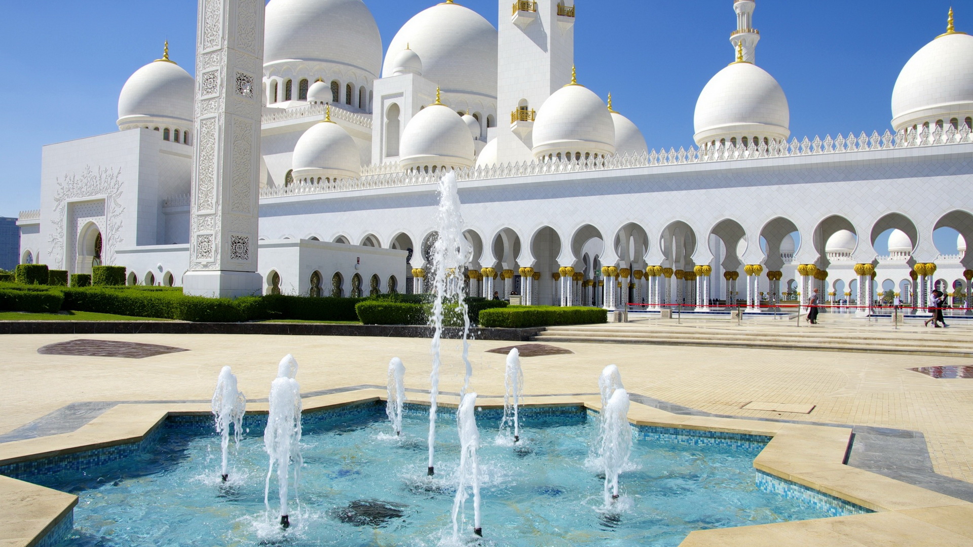 sheikh zayed grand mosque, religious, fountain, mosque