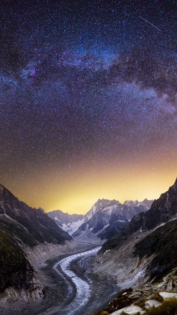 Download mobile wallpaper Landscape, Nature, Stars, Night, Mountain, Starry Sky, Camping, Photography for free.