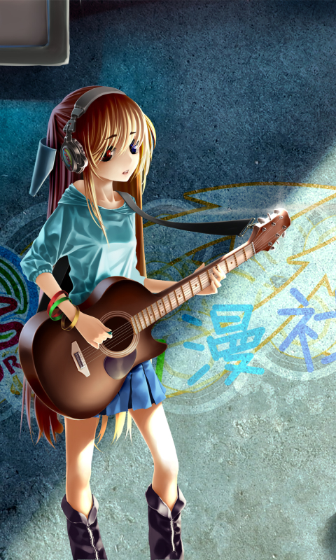 Handy-Wallpaper Kopfhörer, Gitarre, Animes, Emo kostenlos herunterladen.