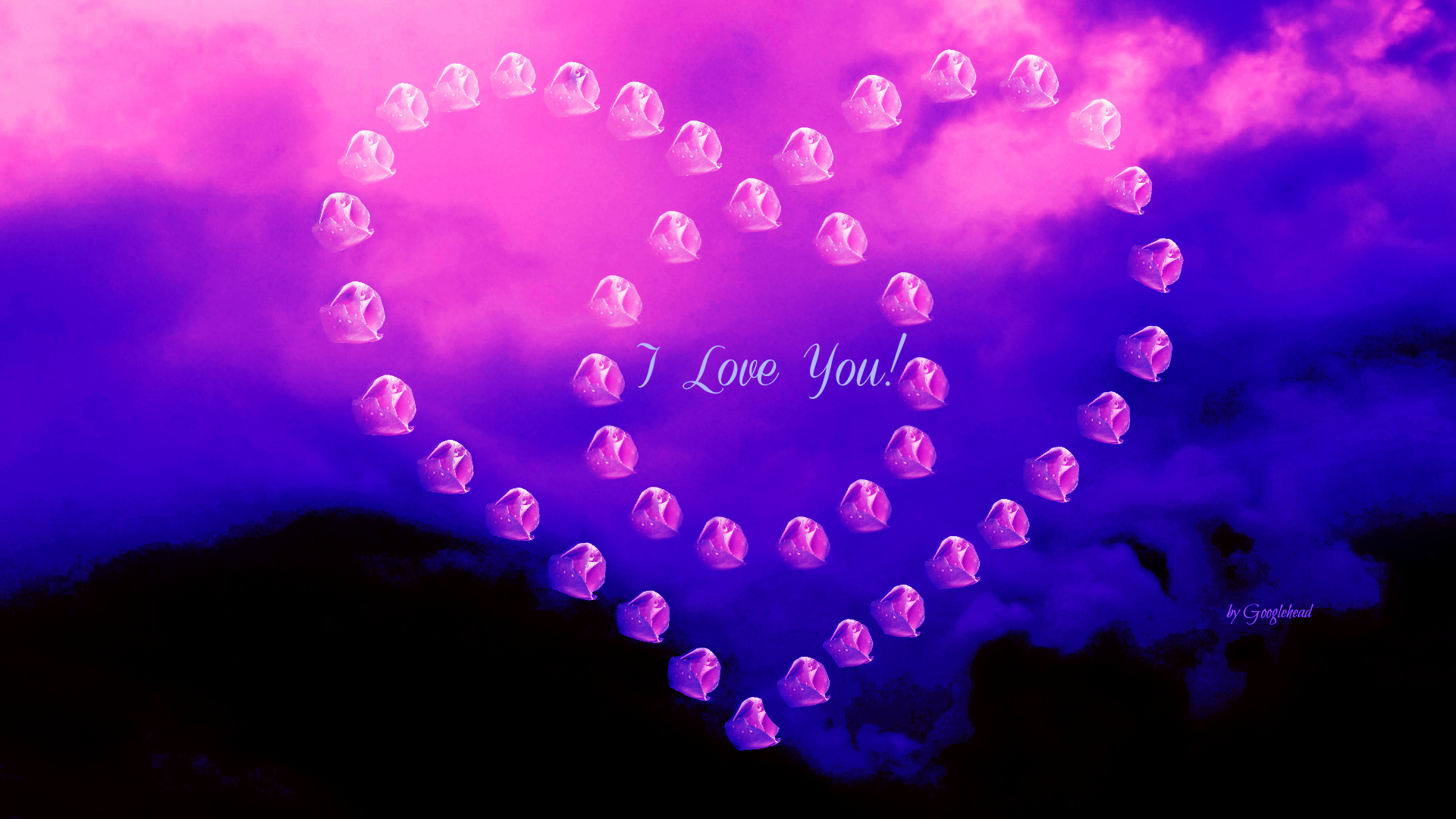 Download mobile wallpaper Valentine's Day, Sky, Pink, Love, Rose, Holiday, Purple, Heart for free.