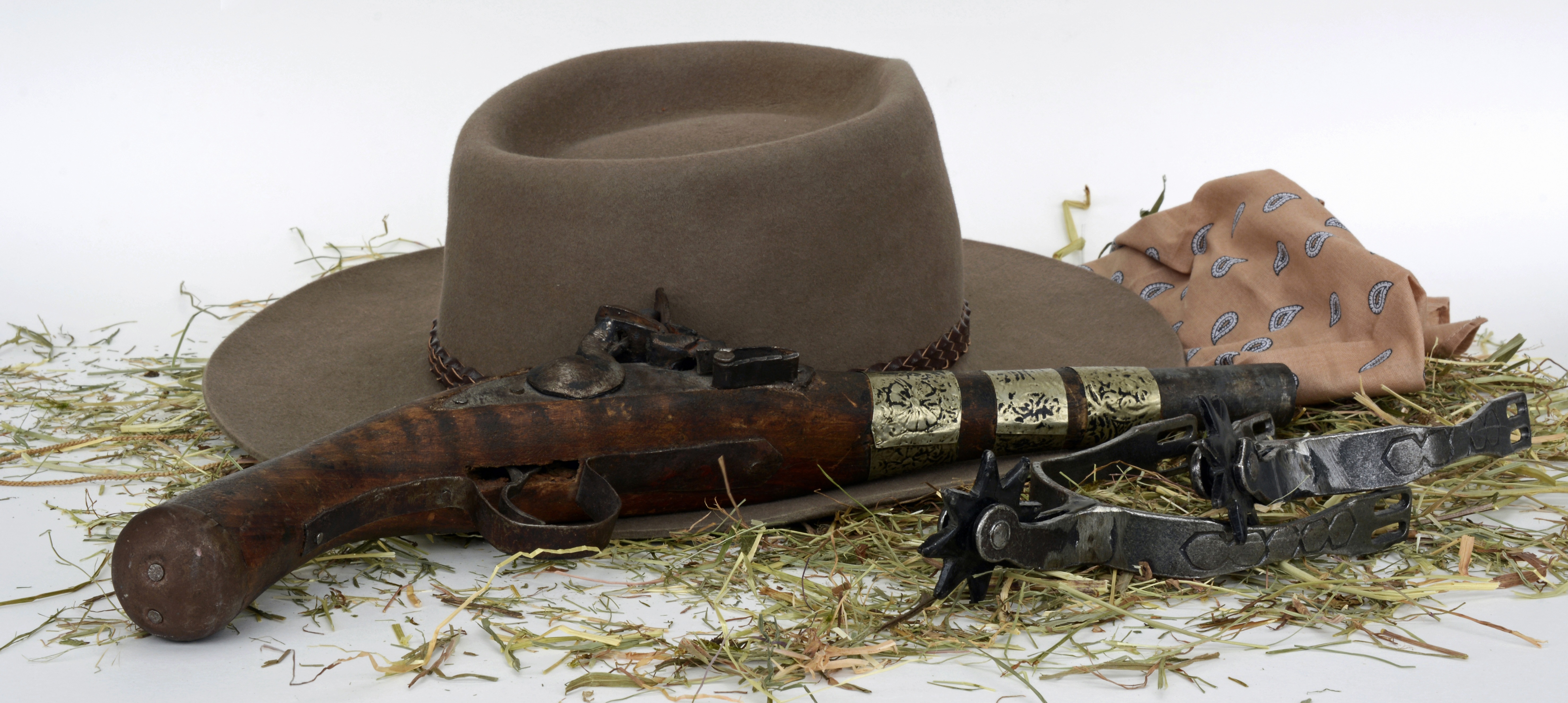 weapons, pistol, antique, gun, hat, still life, vintage