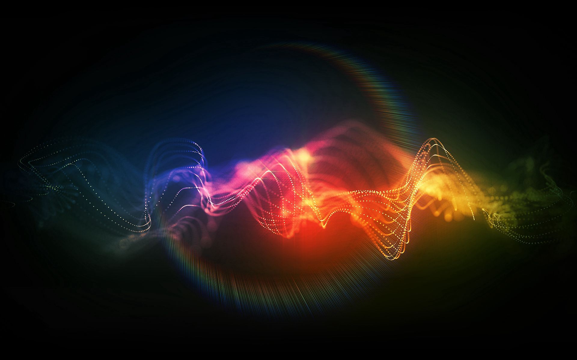 Download mobile wallpaper Motley, Wavy, Multicolored, Shadow, Shine, Light, Abstract for free.
