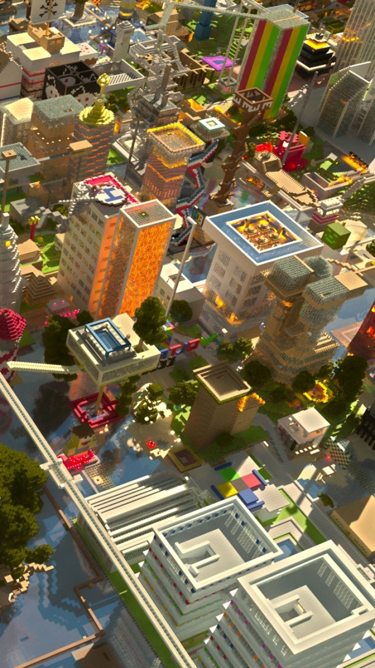 Descarga gratuita de fondo de pantalla para móvil de Minecraft, Ciudad, Videojuego.