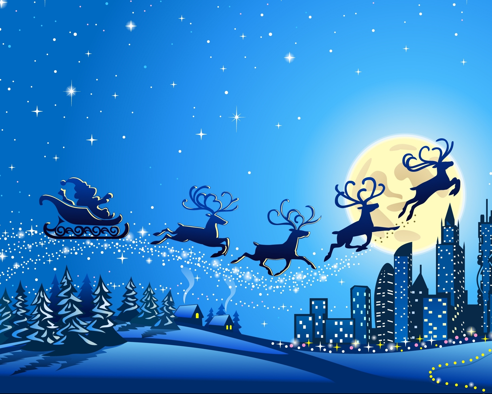 Téléchargez des papiers peints mobile Père Noël, Noël, Vacances, Traîneau, Renne gratuitement.