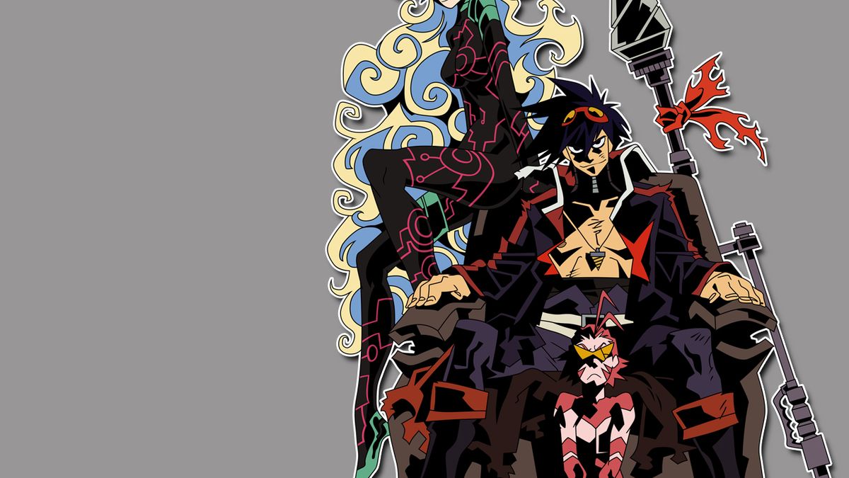 HDデスクトップ 壁紙: 天元突破グレンラガン, アニメ, 黒髪, ブロンド, 青い髪, ボディスーツ, ブーツ, ゴーグル, 長い髪 ...