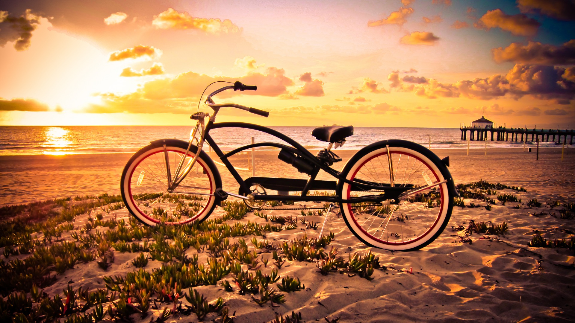 Скачати мобільні шпалери Велосипед, Транспортні Засоби, Пляжний безкоштовно.