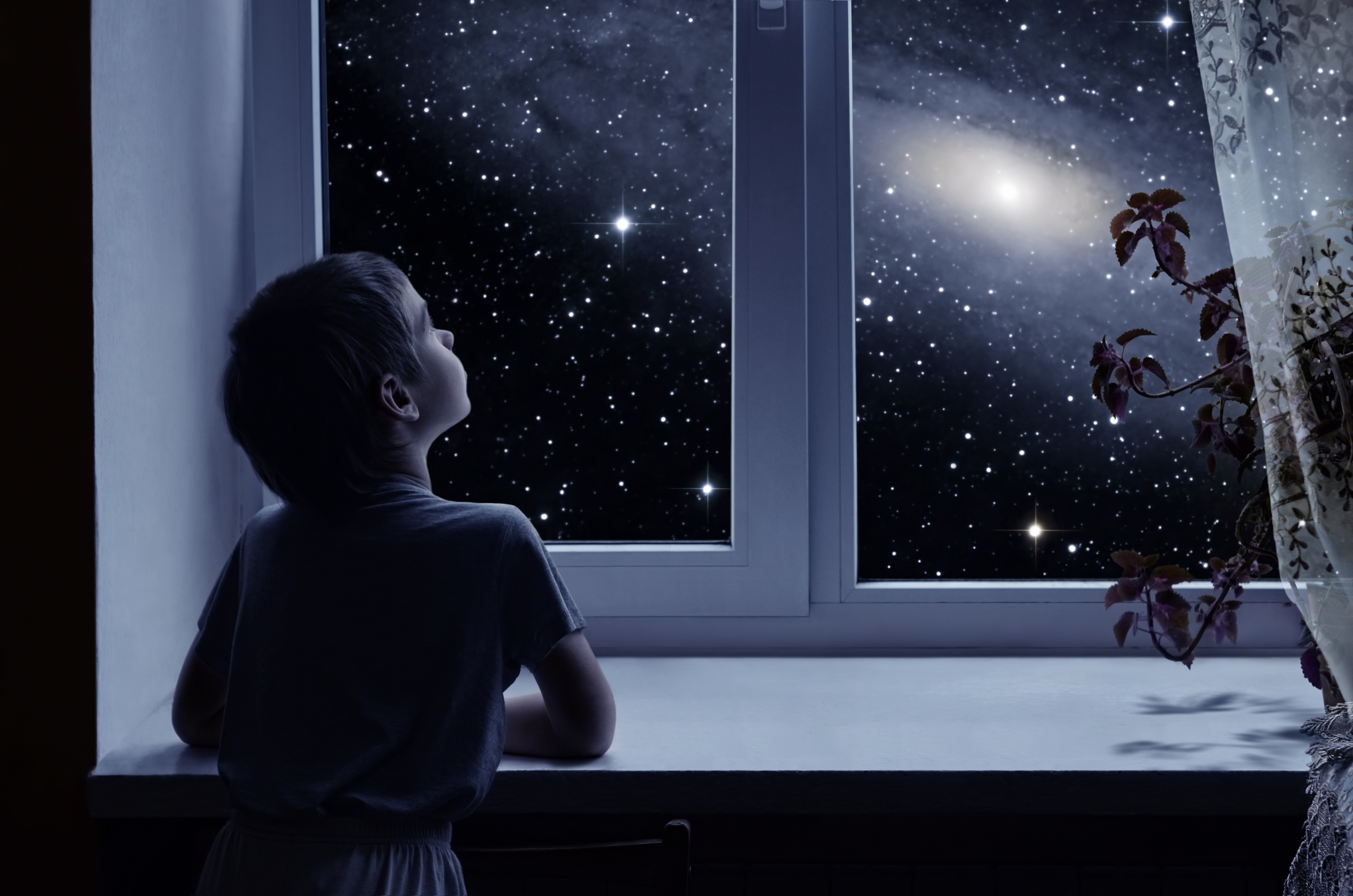 Download mobile wallpaper Stars, Window, Child, Photography for free.