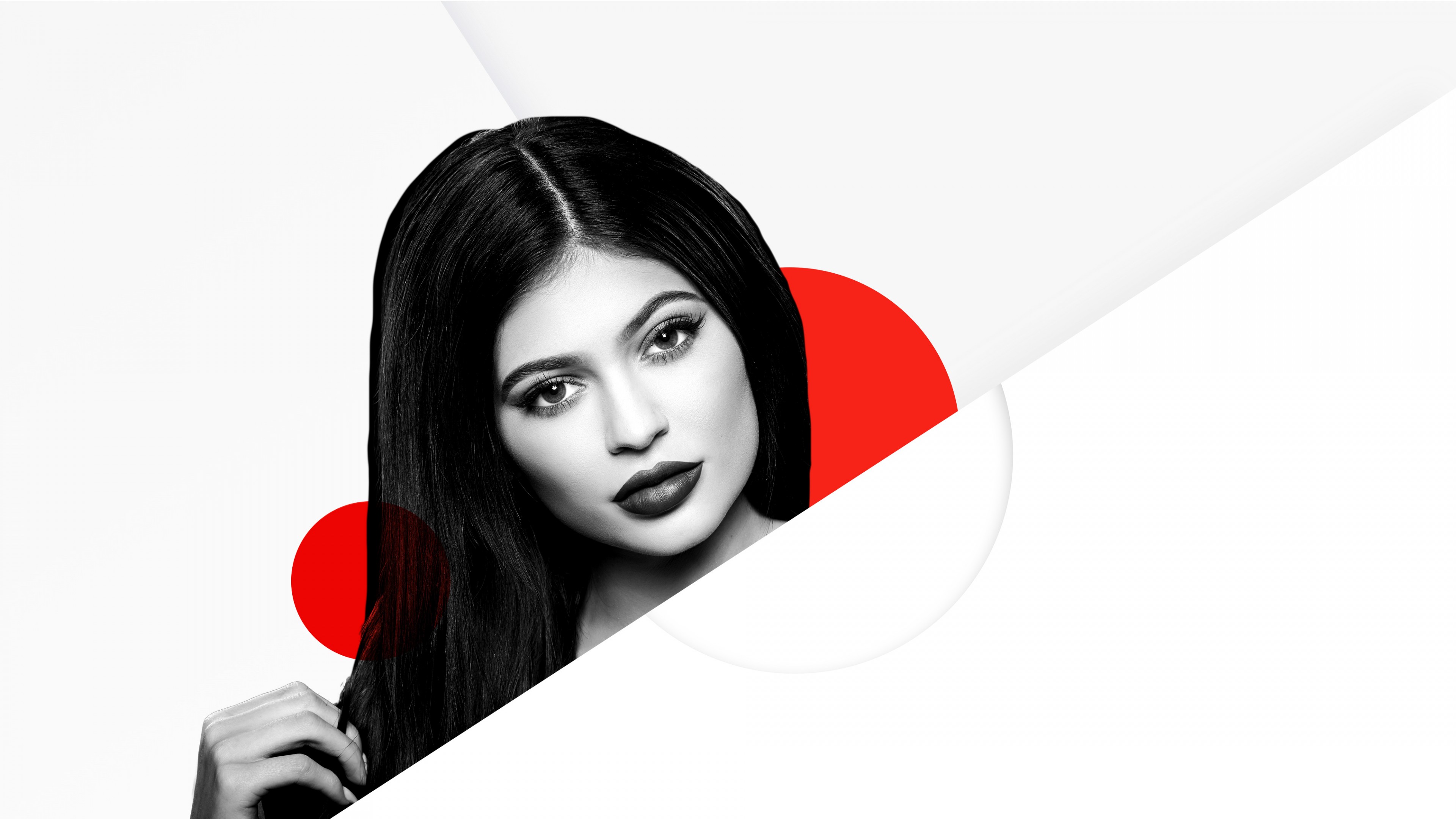 Laden Sie das Einfarbig, Schwarz Weiß, Modell, Berühmtheiten, Kylie Jenner-Bild kostenlos auf Ihren PC-Desktop herunter