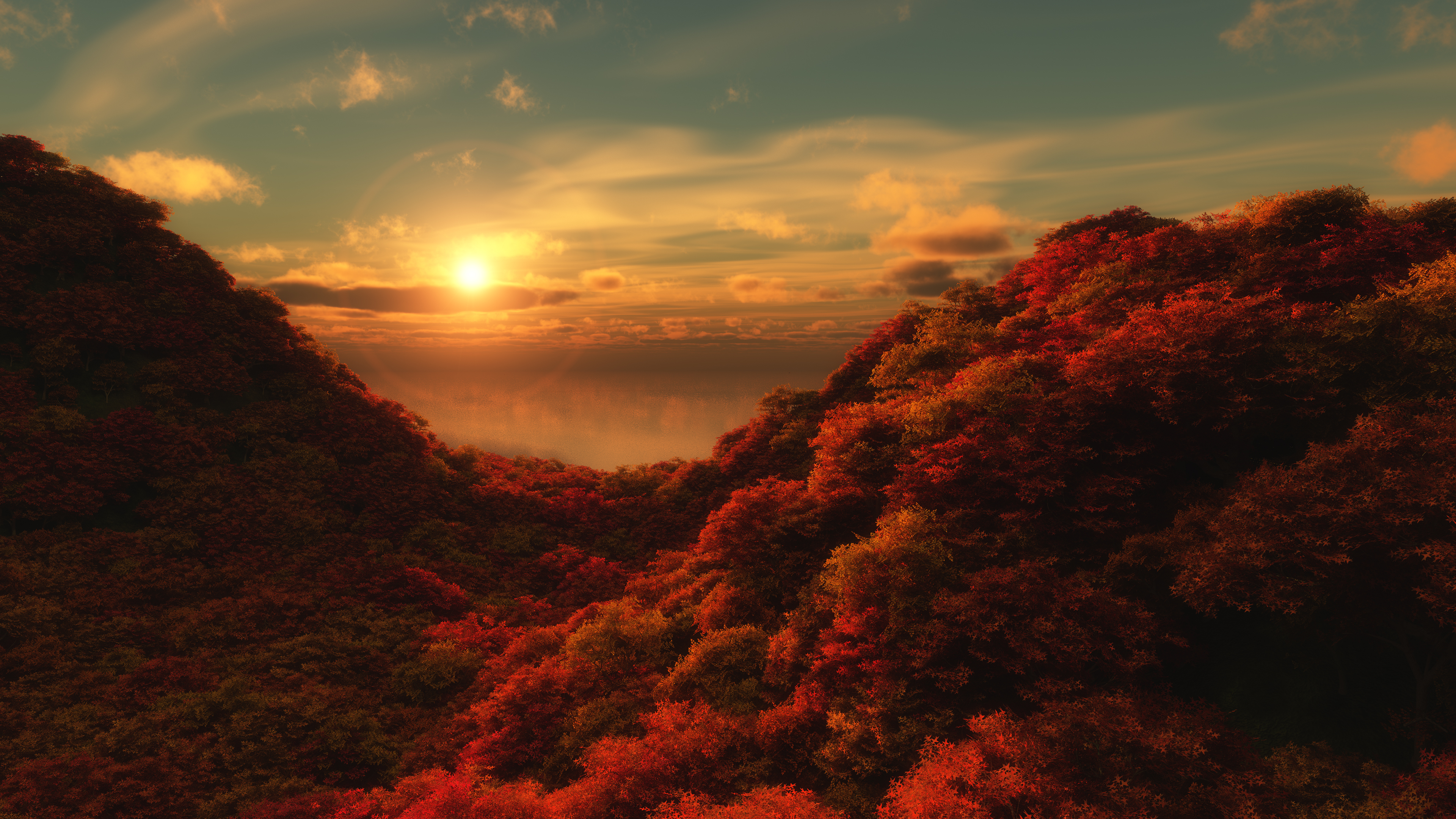 PCデスクトップに日没, 秋, 地球画像を無料でダウンロード