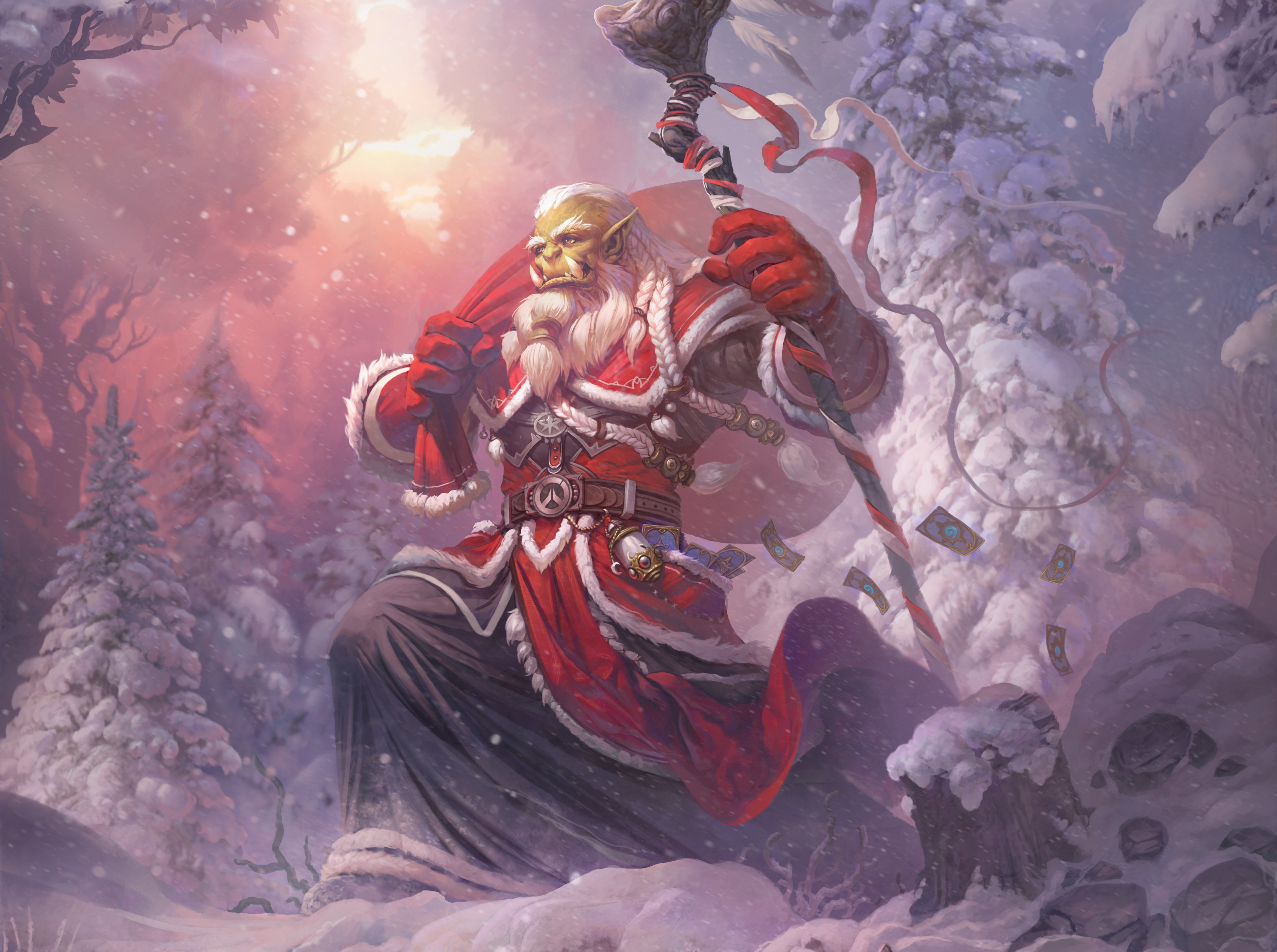 Handy-Wallpaper Winter, Weihnachten, Warcraft, Computerspiele, World Of Warcraft, Ork kostenlos herunterladen.