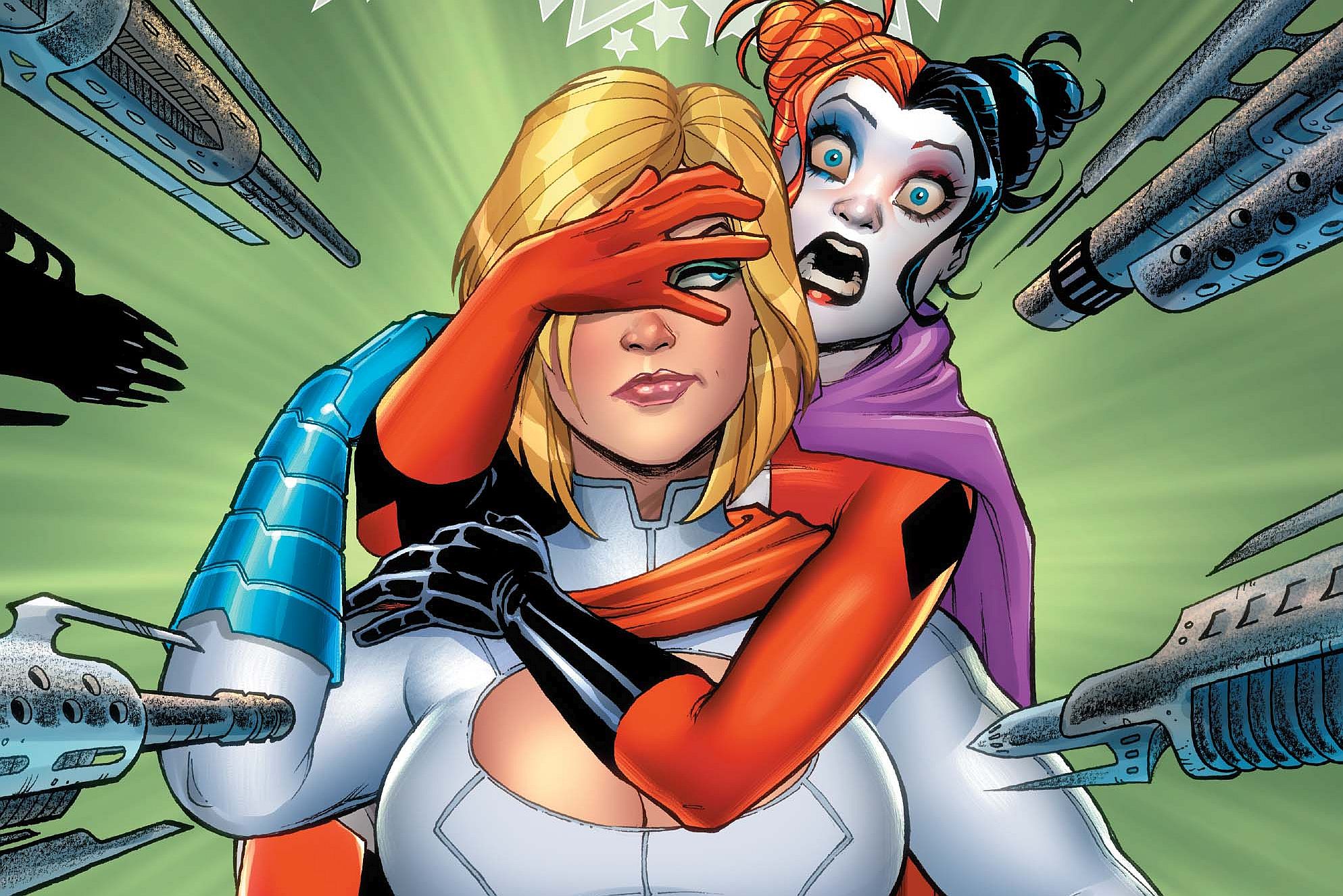 Handy-Wallpaper Comics, Harley Quinn, Powergirl kostenlos herunterladen.