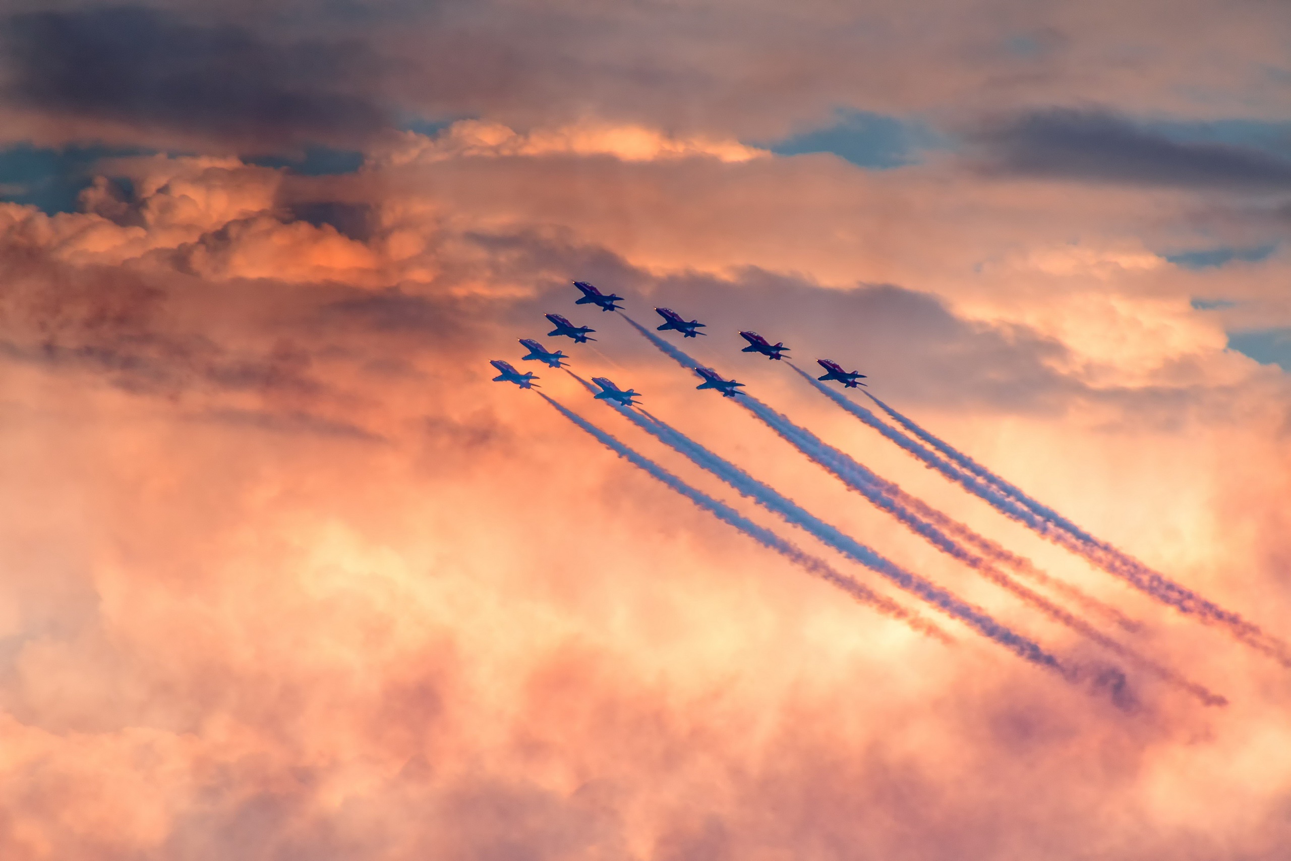 Download mobile wallpaper Smoke, Cloud, Aircraft, Military, Air Show, Warplane, Military Aircraft for free.