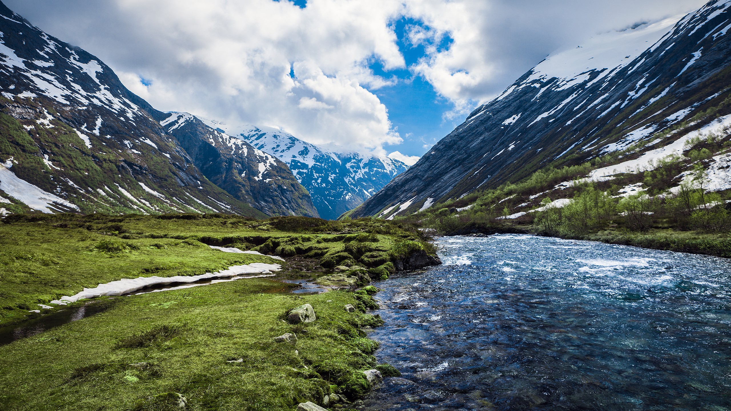 681384 завантажити картинку природа, земля, долина, пейзаж, гора, норвегія, річка - шпалери і заставки безкоштовно