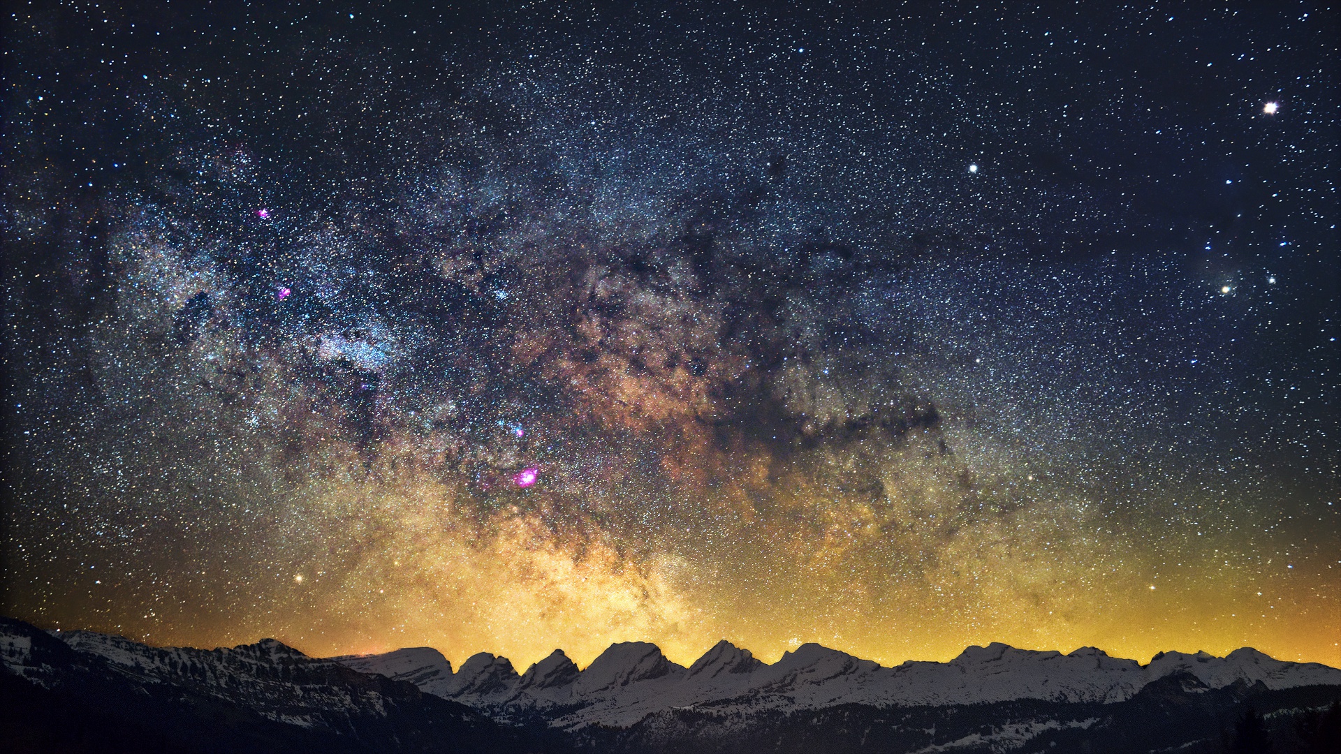 Download mobile wallpaper Landscape, Nature, Sky, Stars, Night, Mountain, Starry Sky, Milky Way, Sci Fi for free.