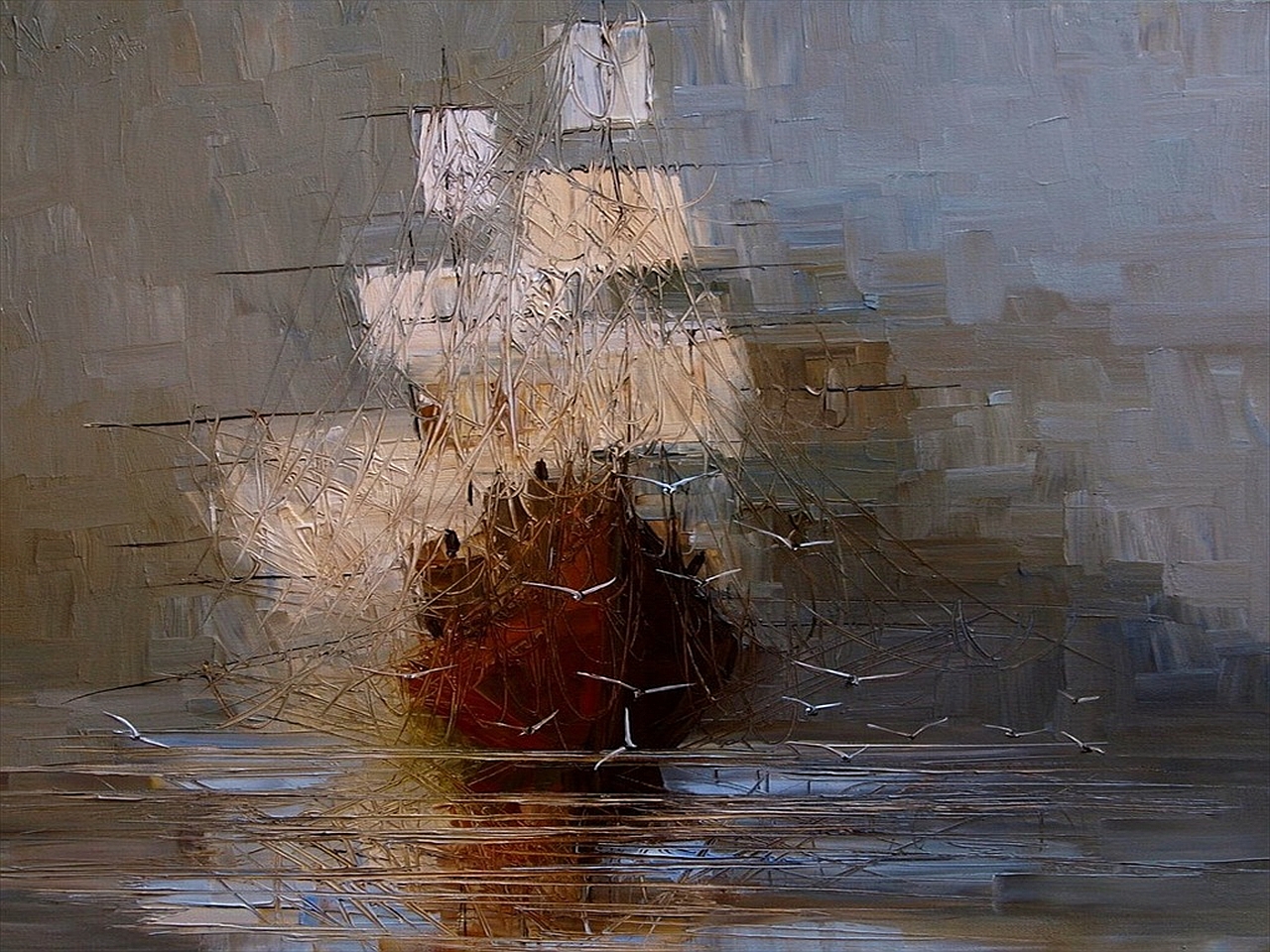 Download mobile wallpaper Painting, Ship, Artistic for free.