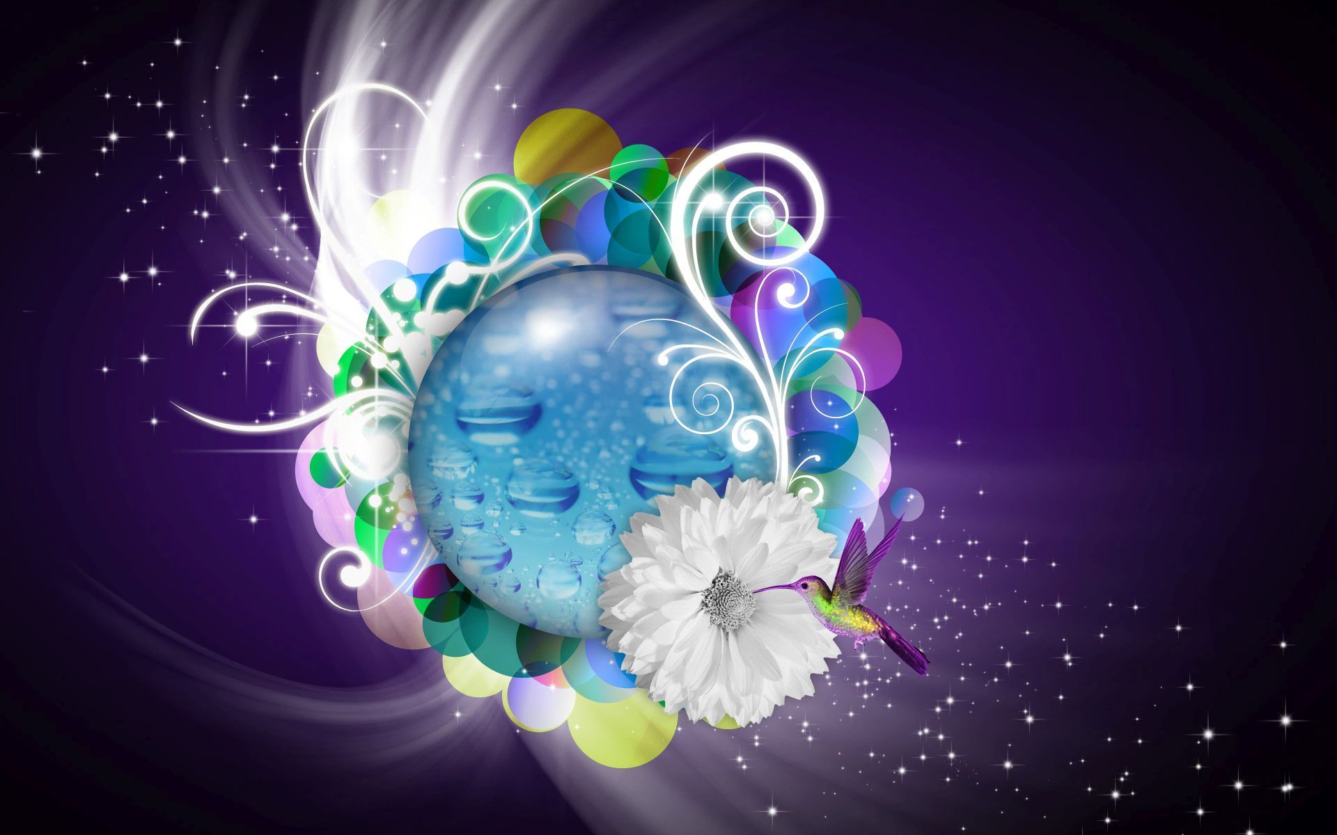 Free download wallpaper Abstract, Vector, Flower, Colors, Colorful, Hummingbird on your PC desktop