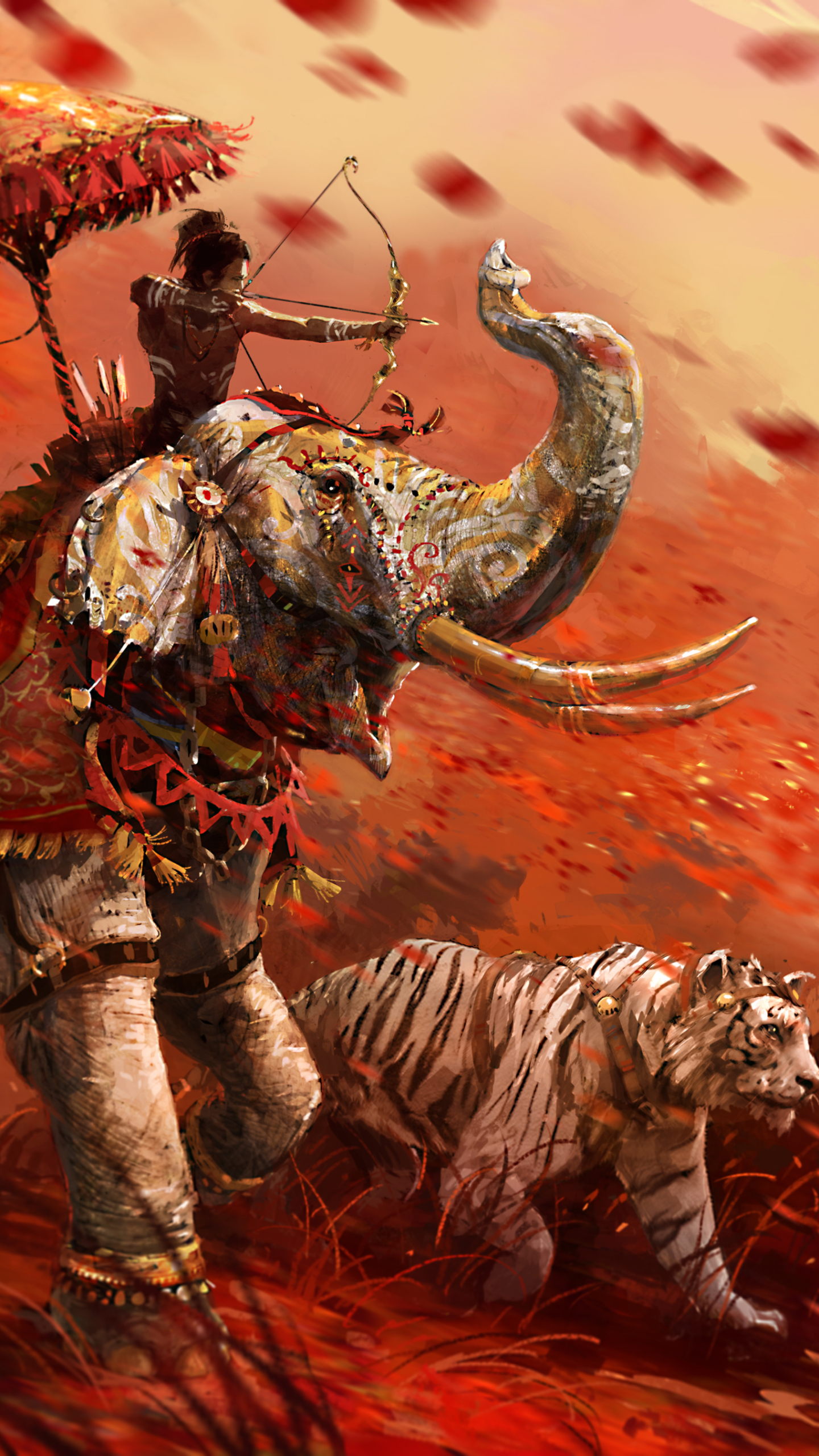 Téléchargez des papiers peints mobile Tigre, Éléphant, Jeux Vidéo, Eléphant, En Être Loin, Far Cry 4 gratuitement.