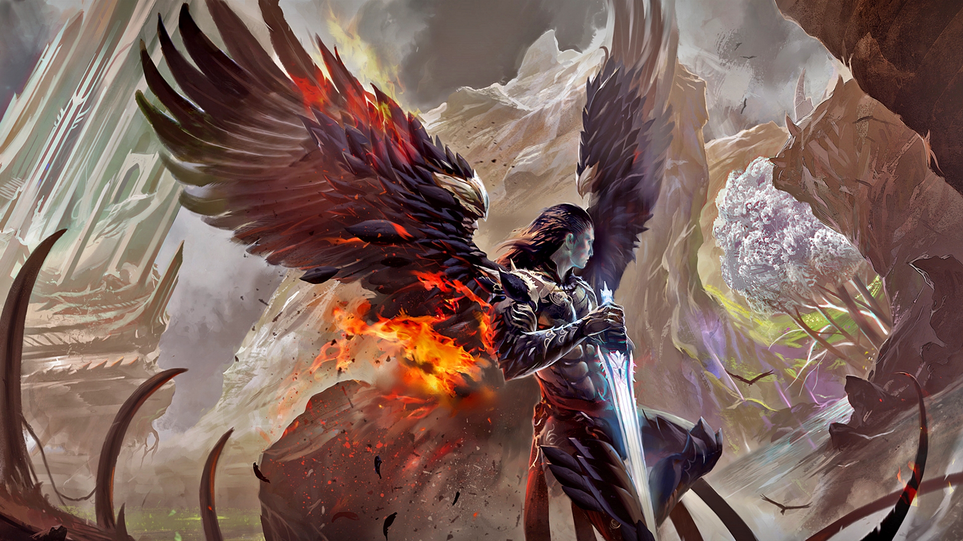 Laden Sie das Fantasie, Engel, Krieger, Schwert, Engelskrieger-Bild kostenlos auf Ihren PC-Desktop herunter