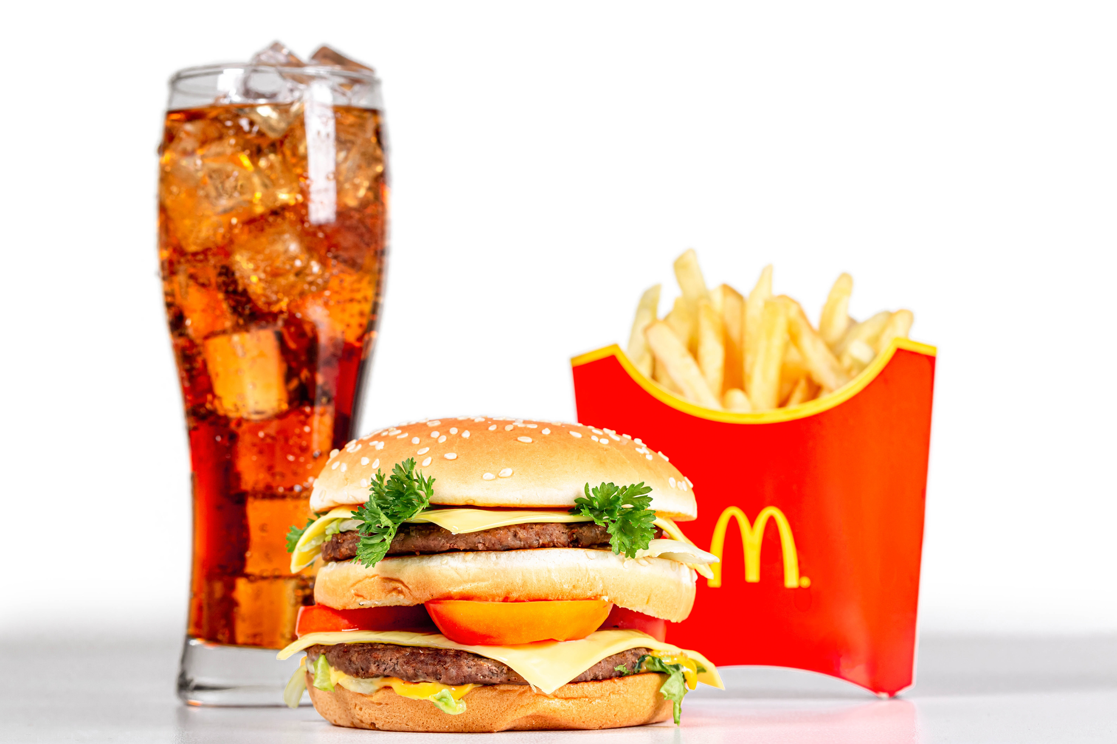 products, mcdonald's, burger, drink, french fries
