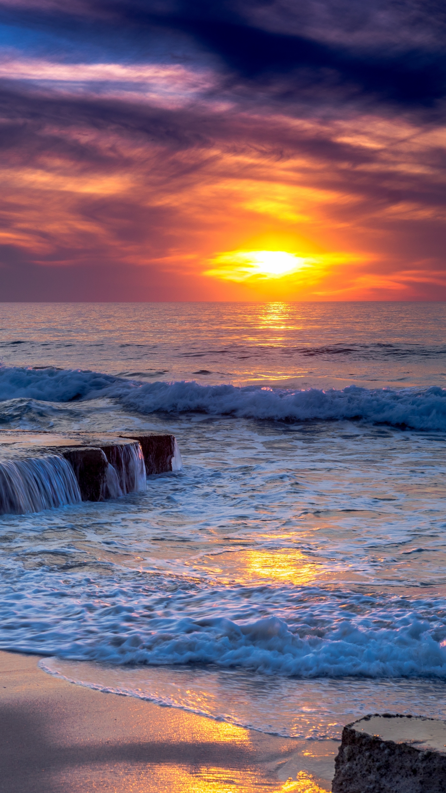 Descarga gratuita de fondo de pantalla para móvil de Mar, Horizonte, Océano, Atardecer, Tierra/naturaleza.