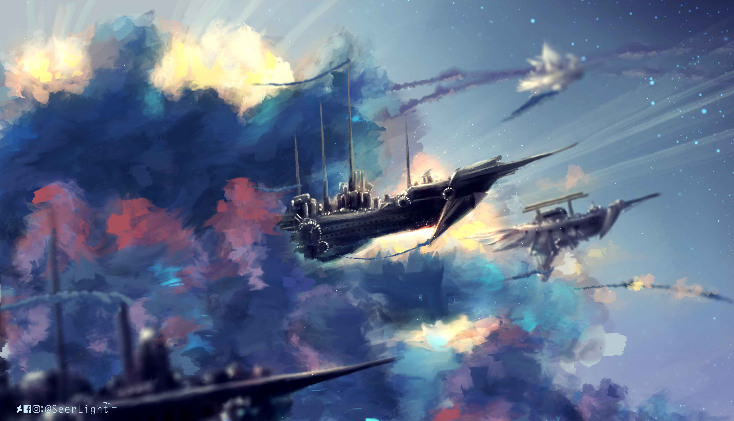 Download mobile wallpaper Ship, Sci Fi, Cloud, Steampunk for free.