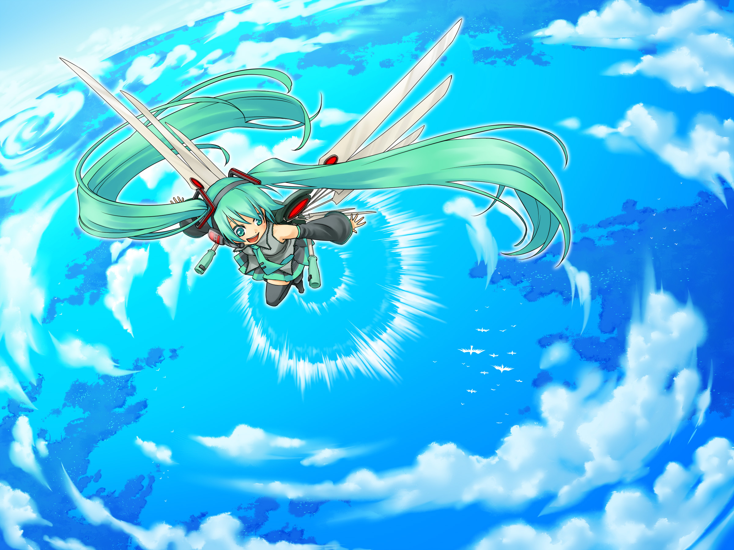 Download mobile wallpaper Vocaloid, Hatsune Miku, Sky, Anime for free.