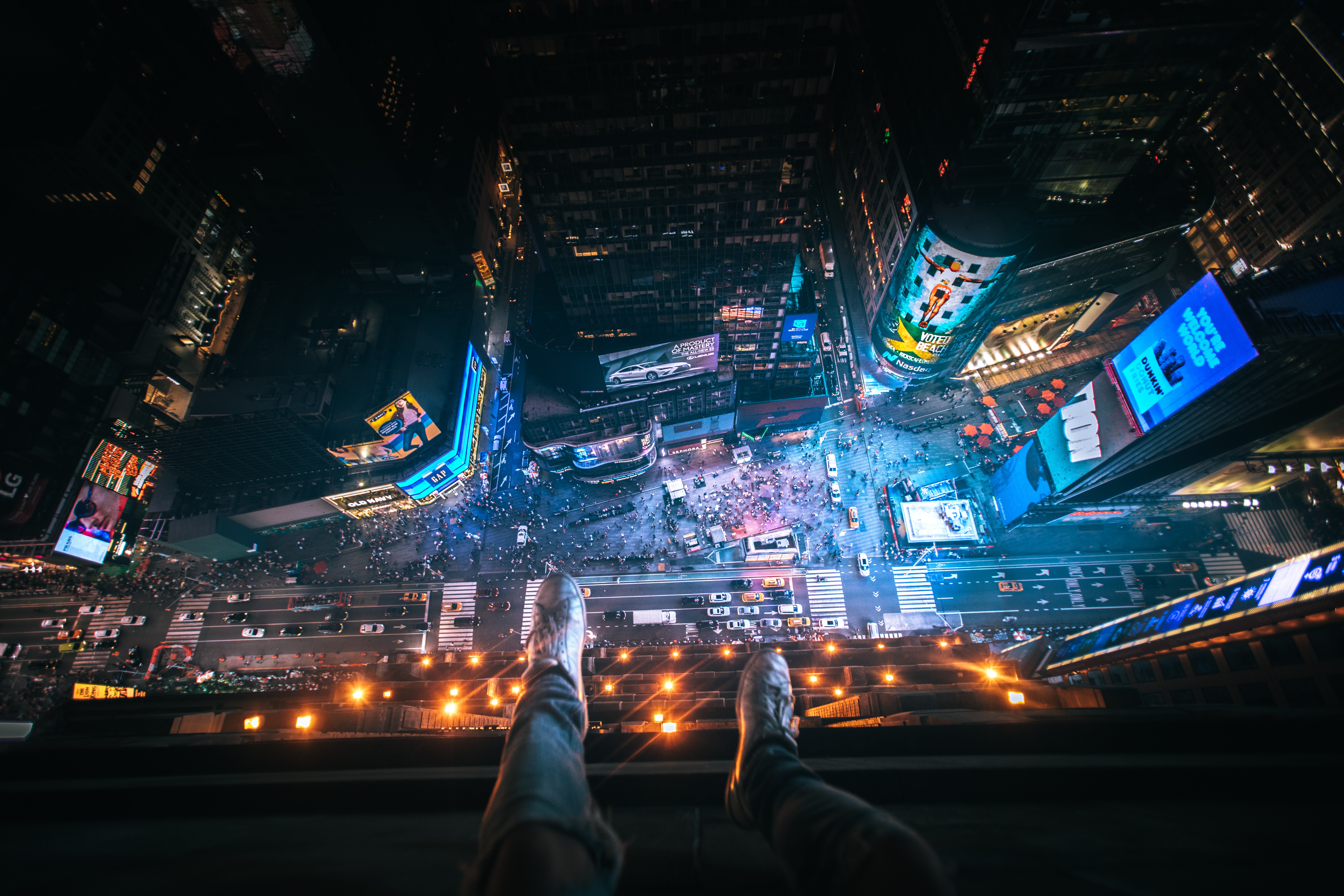 new york, night city, cities, usa, view from above, legs, overview, review, united states