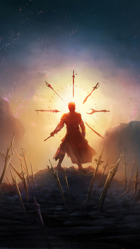 Download mobile wallpaper Fantasy, Weapon, Light, Warrior, Sword for free.