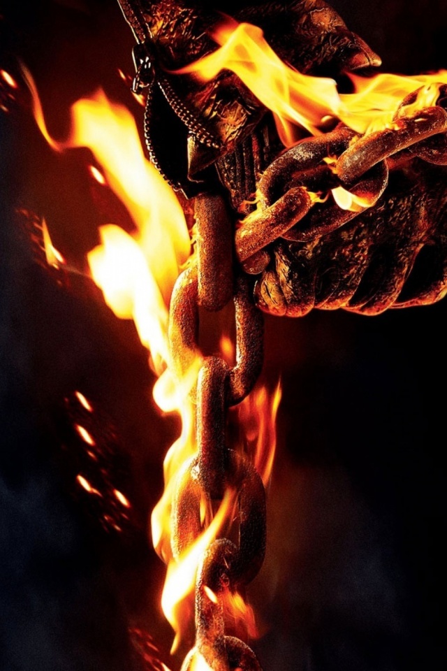 Handy-Wallpaper Feuer, Ghost Rider, Flamme, Kette, Filme kostenlos herunterladen.