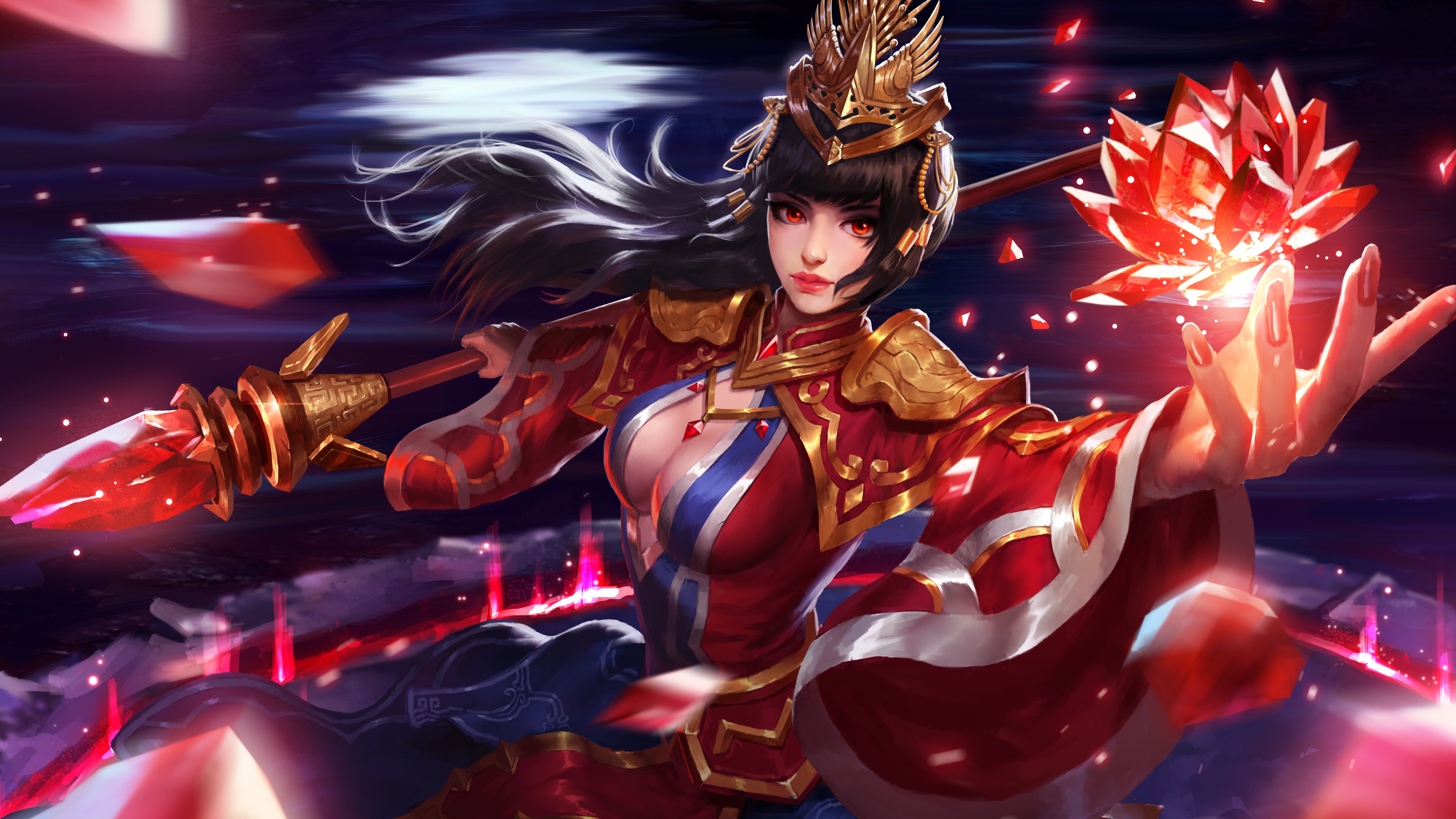 Free download wallpaper Magic, Staff, Wizard, Red Eyes, Video Game, Black Hair, Heroes Of Newerth on your PC desktop