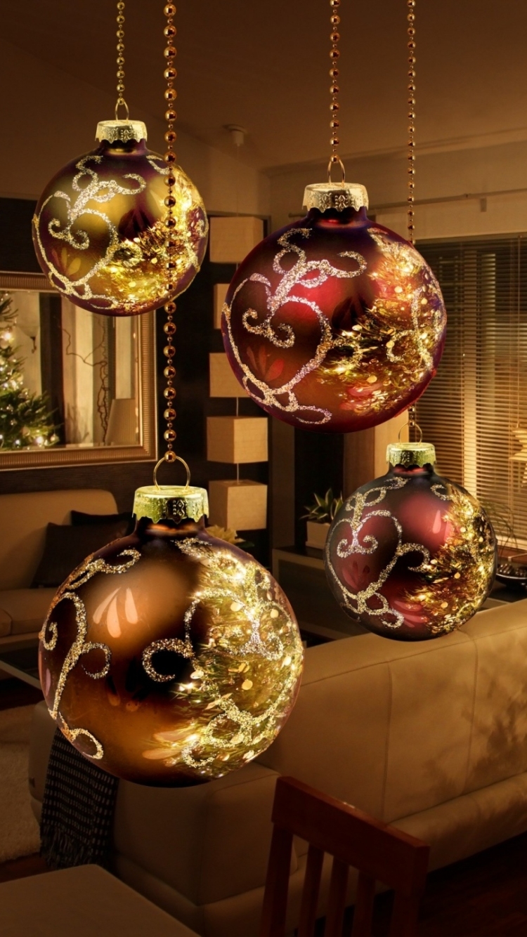 Download mobile wallpaper Christmas, Holiday, Room, Decoration, Bauble for free.