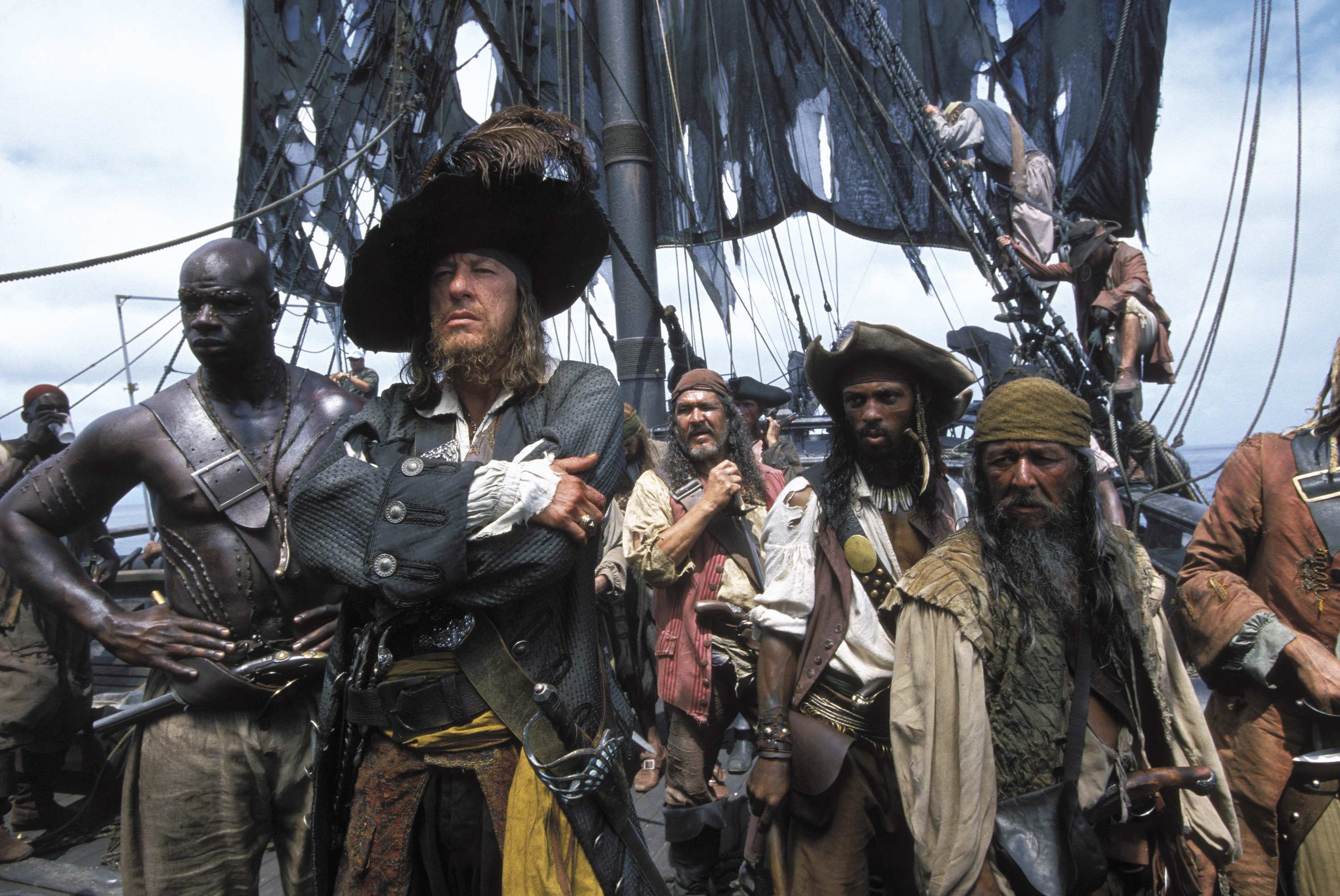 Téléchargez des papiers peints mobile Pirates Des Caraïbes : La Malédiction Du Black Pearl, Geoffroy Rush, Hector Barbossa, Pirates Des Caraïbes, Film gratuitement.