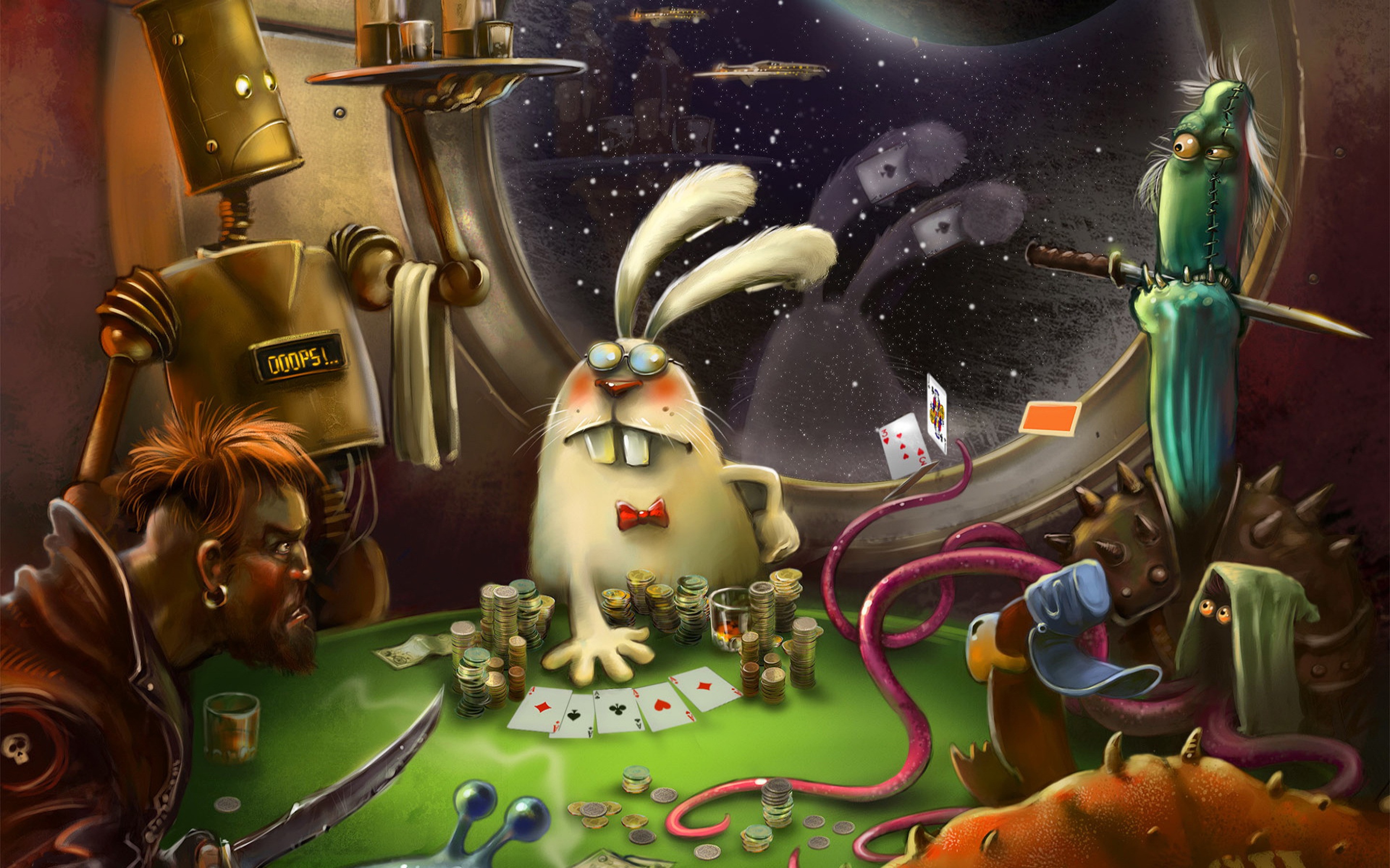 Free download wallpaper Animal, Rabbit, Bunny, Humor, Poker on your PC desktop