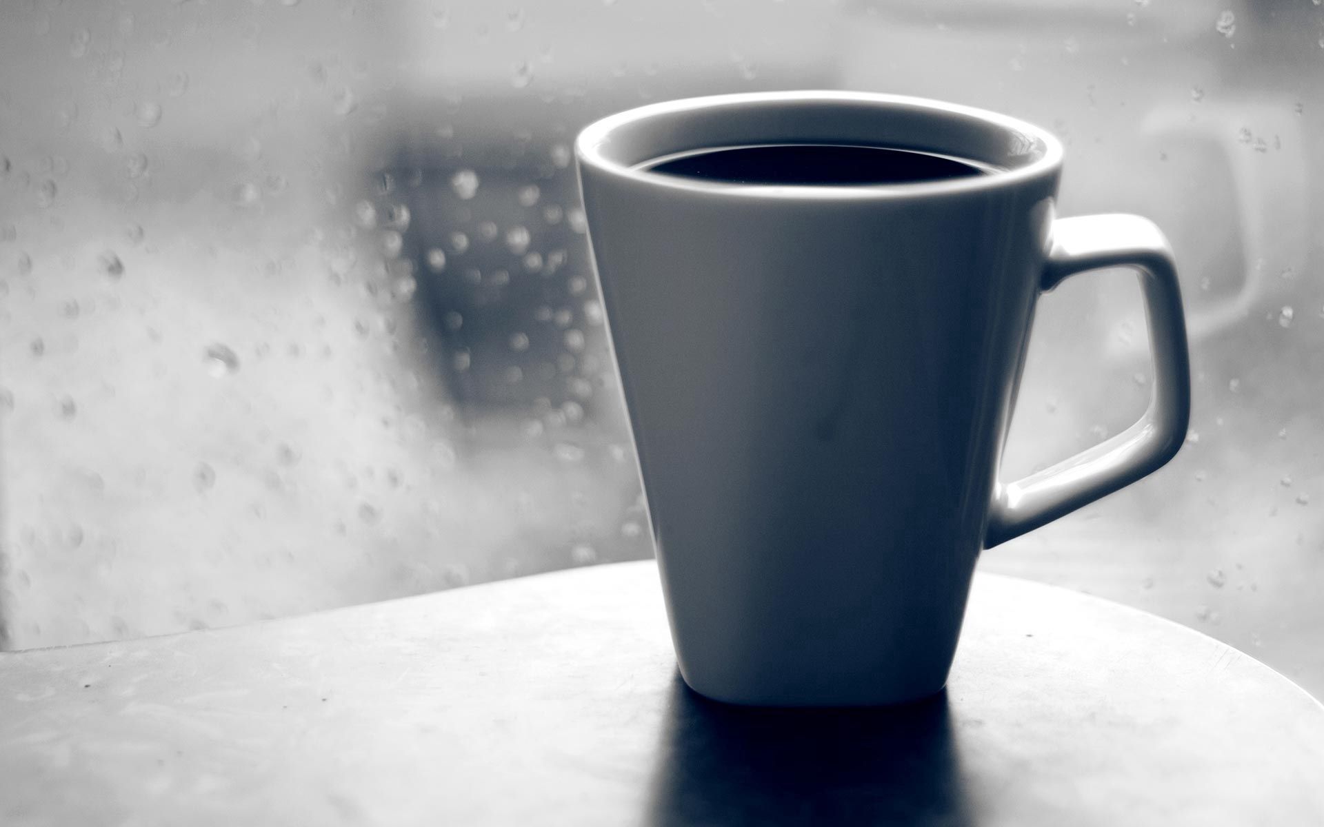 drops, food, rain, coffee, cup, sadness, glass, window, black and white, sorrow, mug