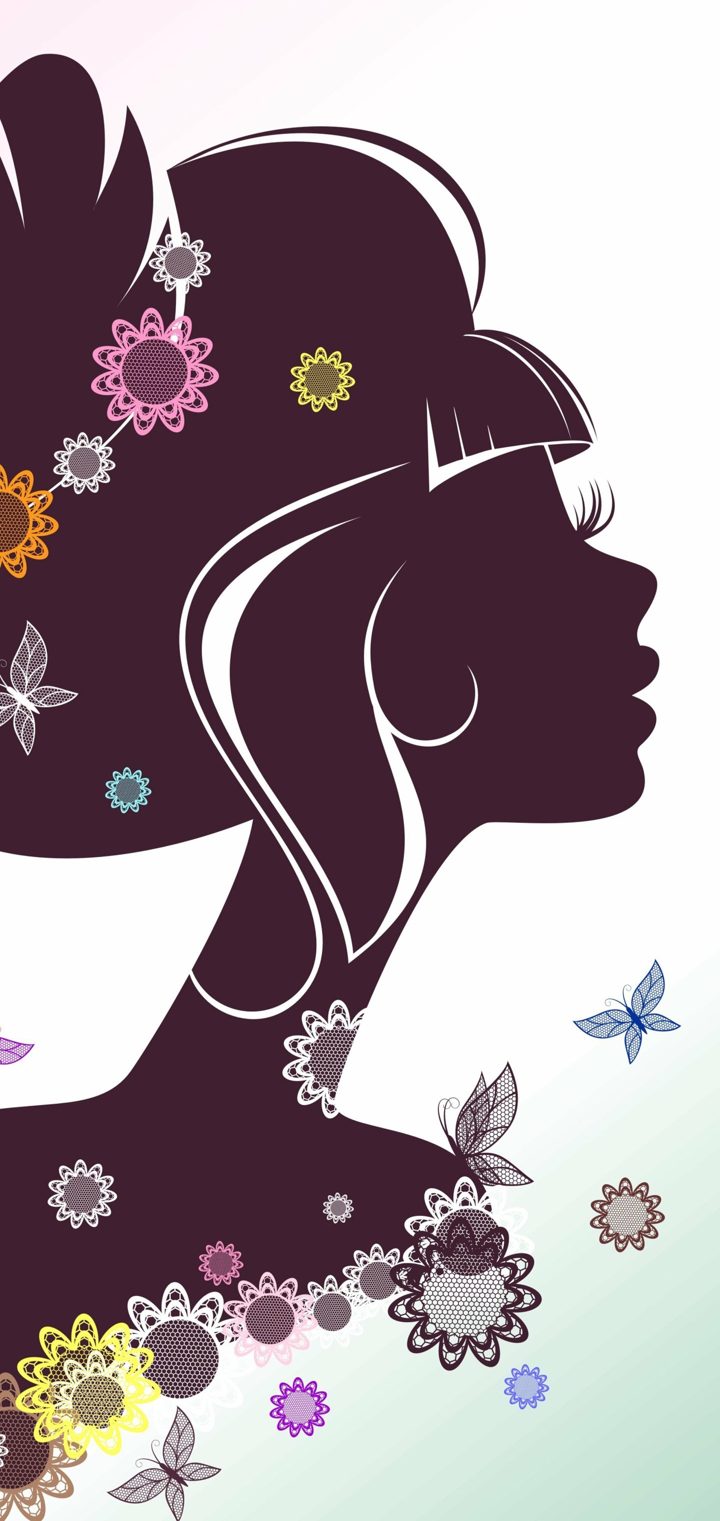 Download mobile wallpaper Vector, Flower, Silhouette, Drawing, Artistic for free.