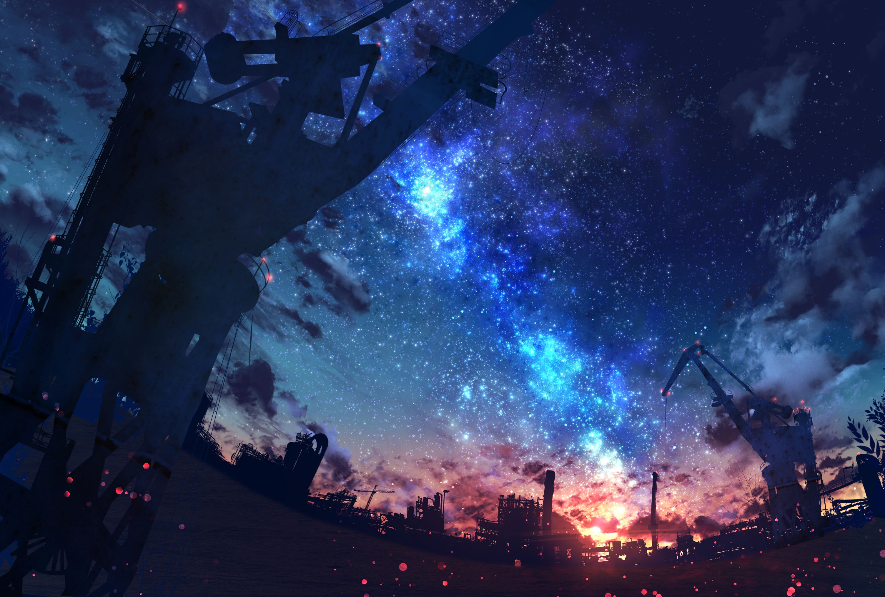 Laden Sie das Nacht, Original, Himmel, Animes, Sternenklarer Himmel-Bild kostenlos auf Ihren PC-Desktop herunter