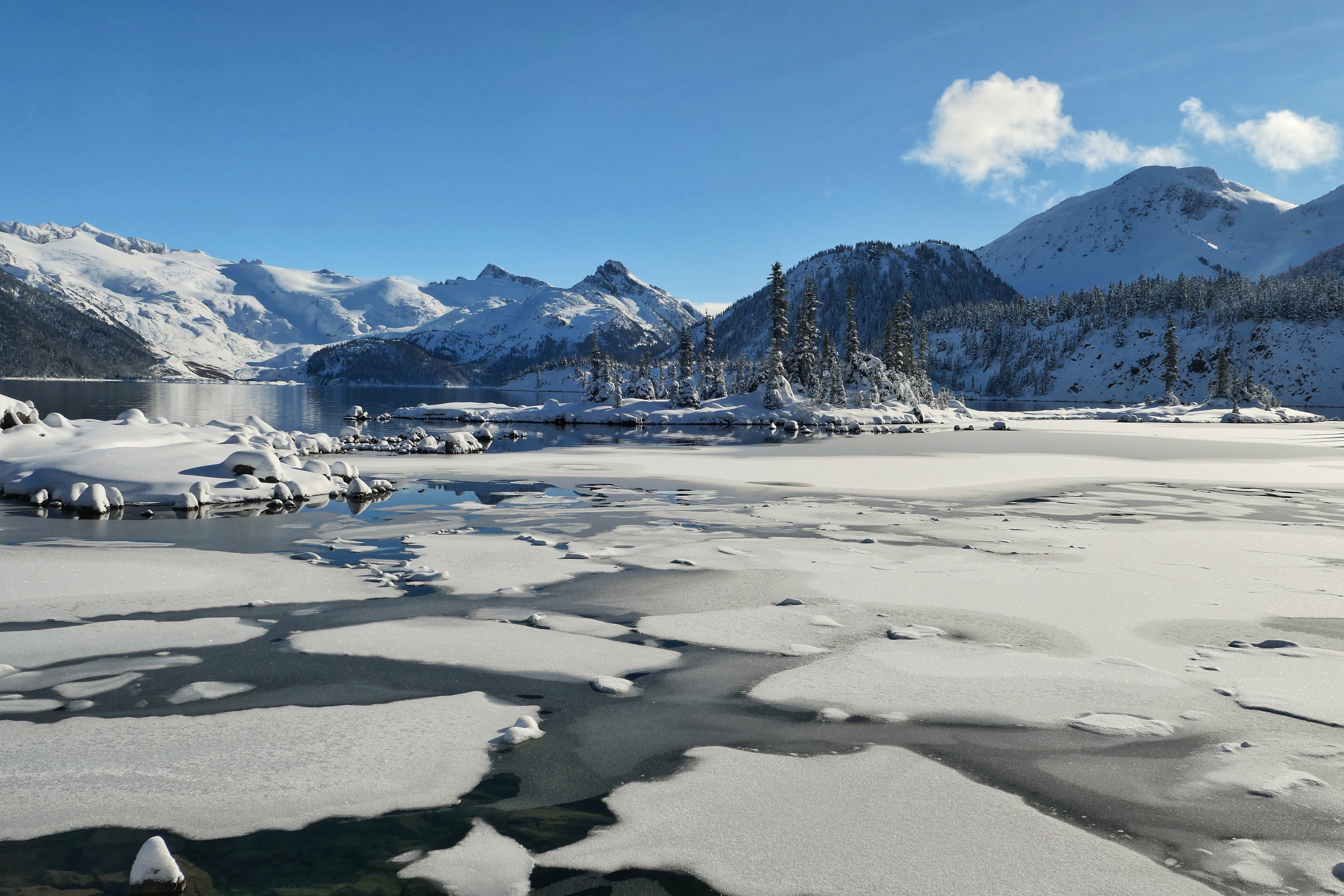 PCデスクトップに自然, 湖, 山脈, 雪, 冬, 氷, 風景画像を無料でダウンロード