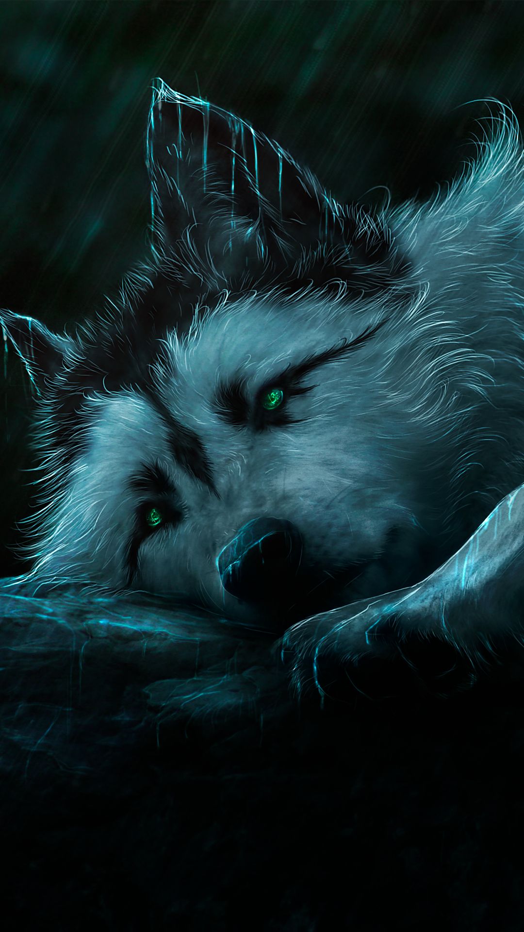 Descarga gratuita de fondo de pantalla para móvil de Fantasía, Lluvia, Lobo, Animales De Fantasía.