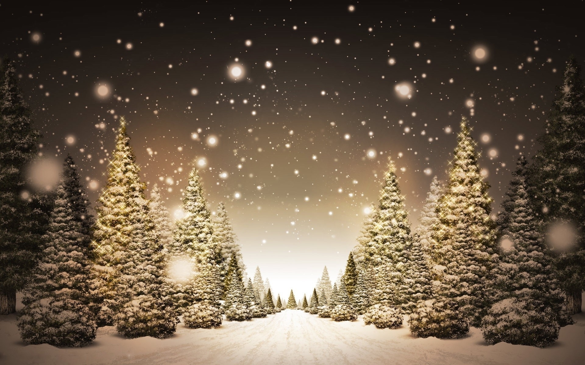 Скачать картинку Снег, Деревья, Зима, Пейзаж, Дороги, Елки, Арт в телефон бесплатно.