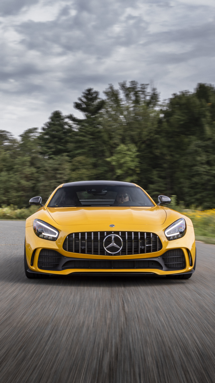 Download mobile wallpaper Car, Mercedes Benz, Supercar, Vehicle, Vehicles, Yellow Car, Mercedes Amg Gt R for free.
