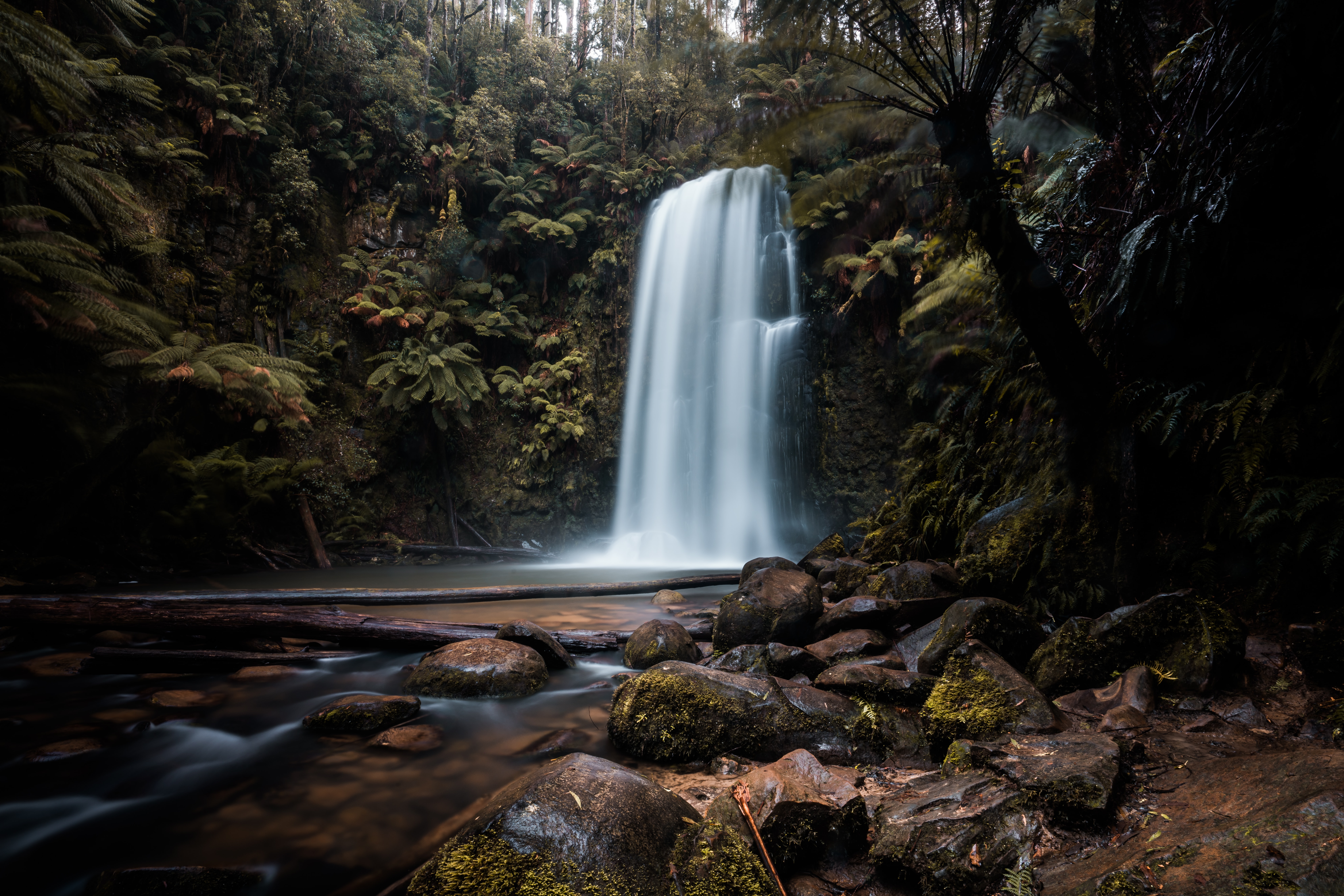 waterfall, plants, nature, stones, break, precipice cellphone