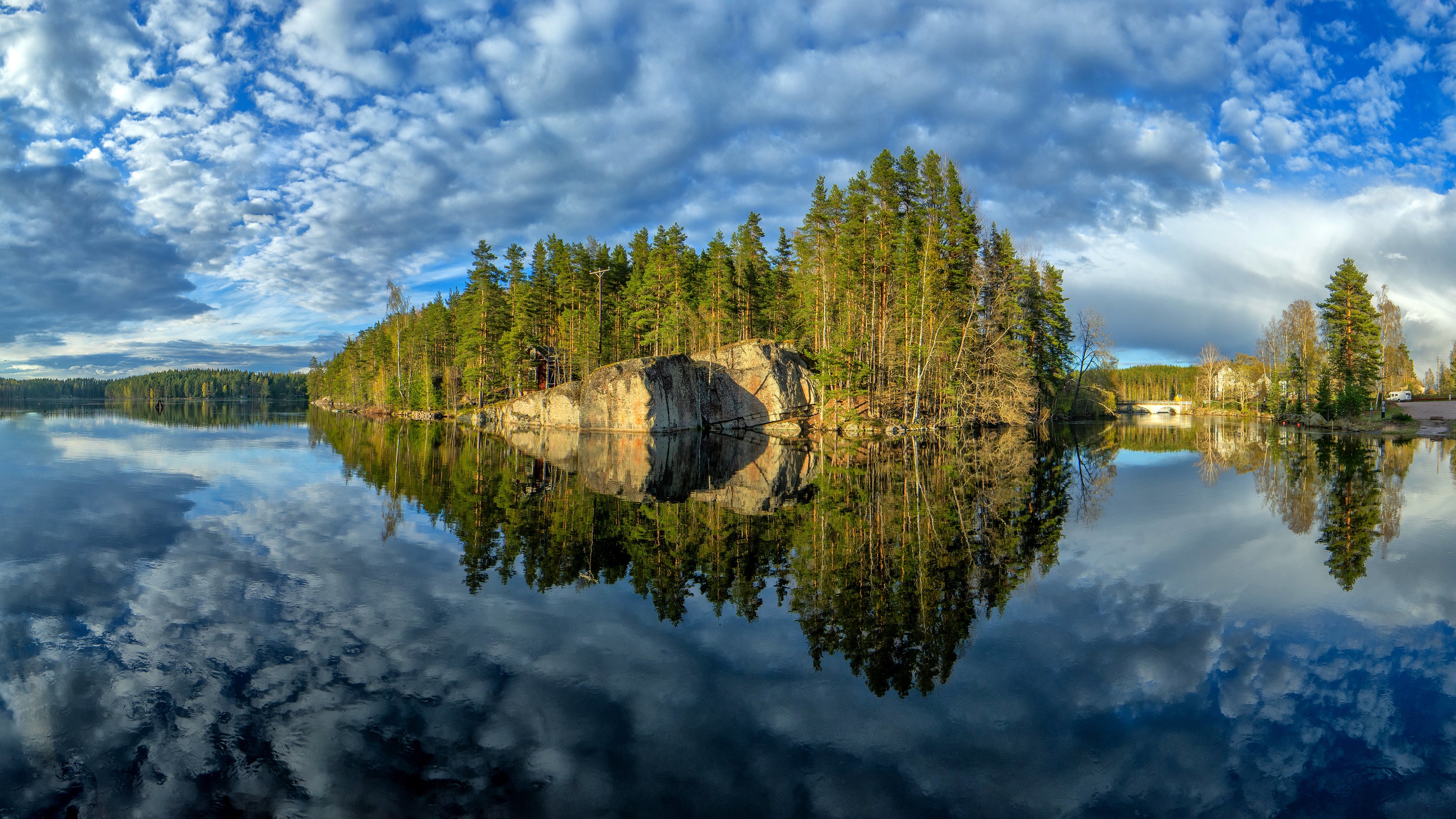 485616壁紙のダウンロード地球, 湖, フィンランド, 反射, 木-スクリーンセーバーと写真を無料で