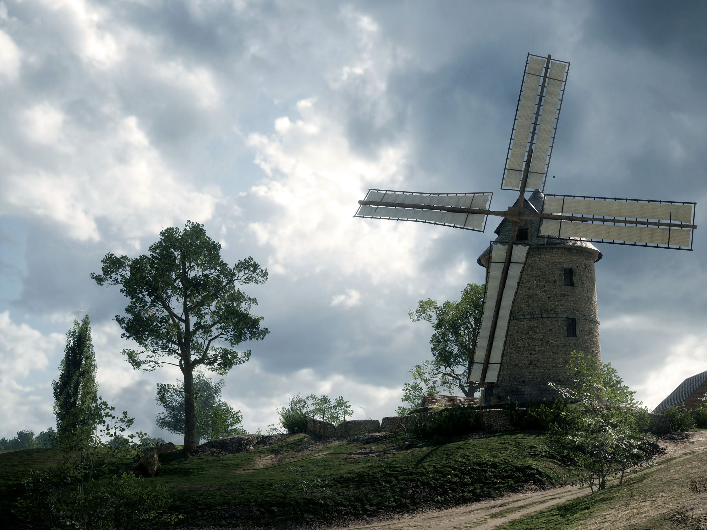 Handy-Wallpaper Schlachtfeld, Windmühle, Computerspiele, Battlefield 1 kostenlos herunterladen.