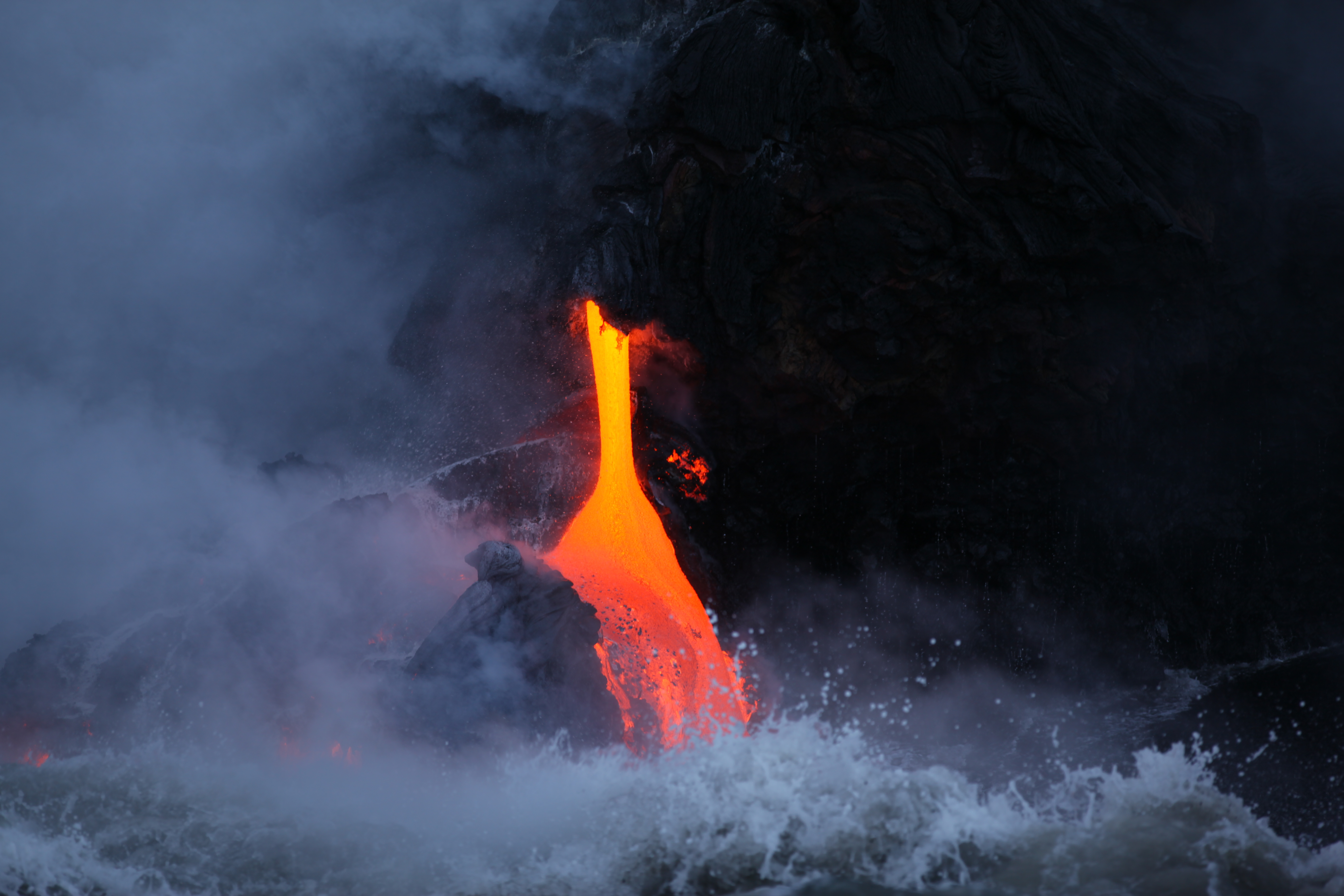 Download mobile wallpaper Water, Smoke, Earth, Volcano, Lava, Volcanoes for free.