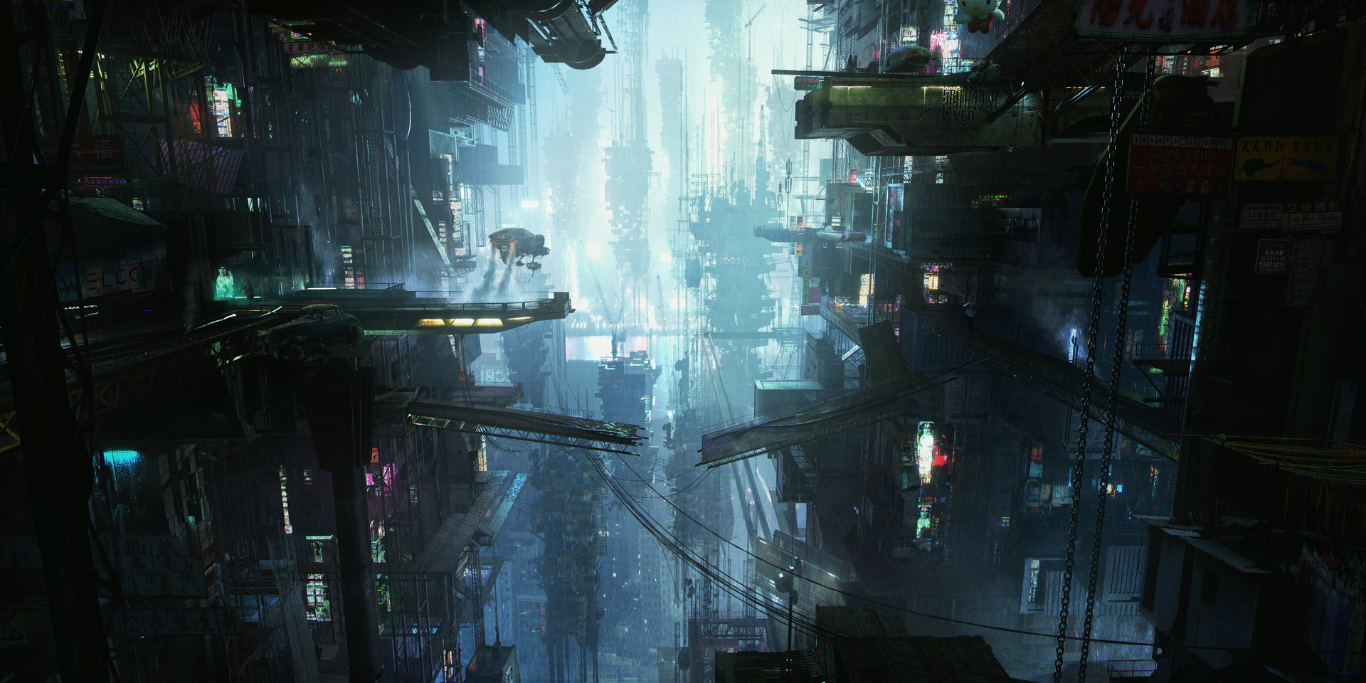 Laden Sie das Landschaft, Science Fiction, Großstadt-Bild kostenlos auf Ihren PC-Desktop herunter