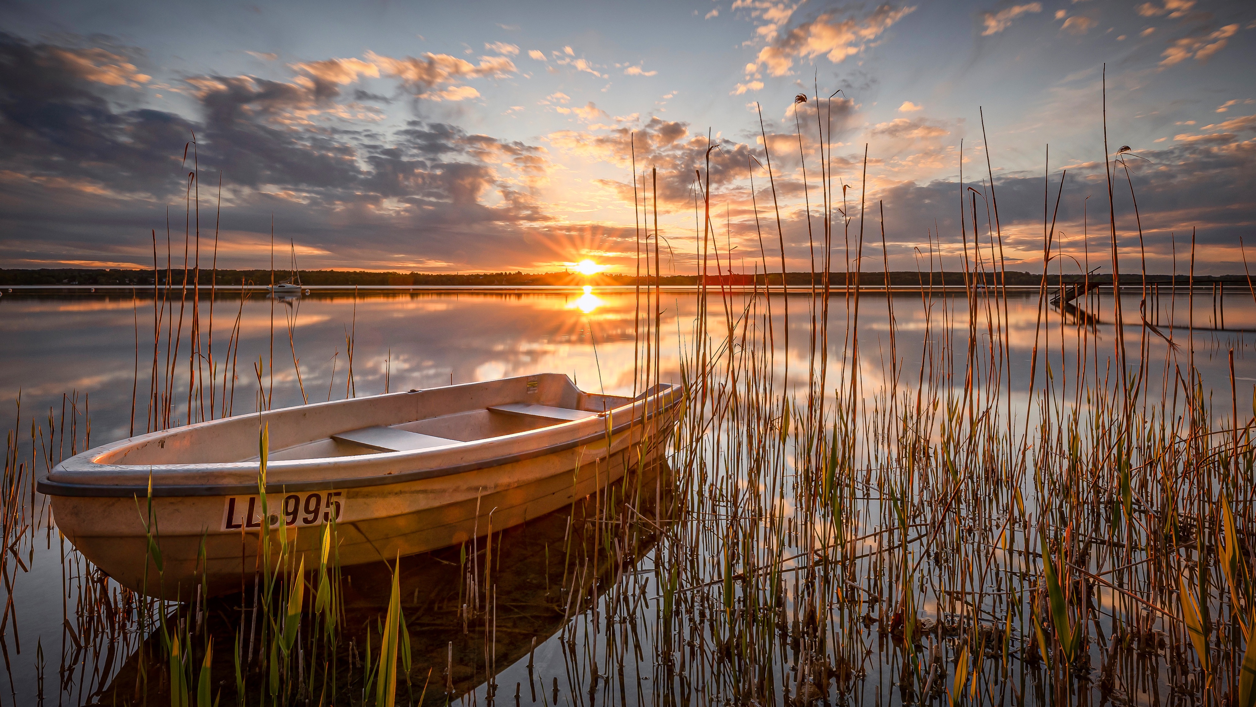 Download mobile wallpaper Sunset, Lake, Boat, Germany, Bavaria, Vehicles for free.