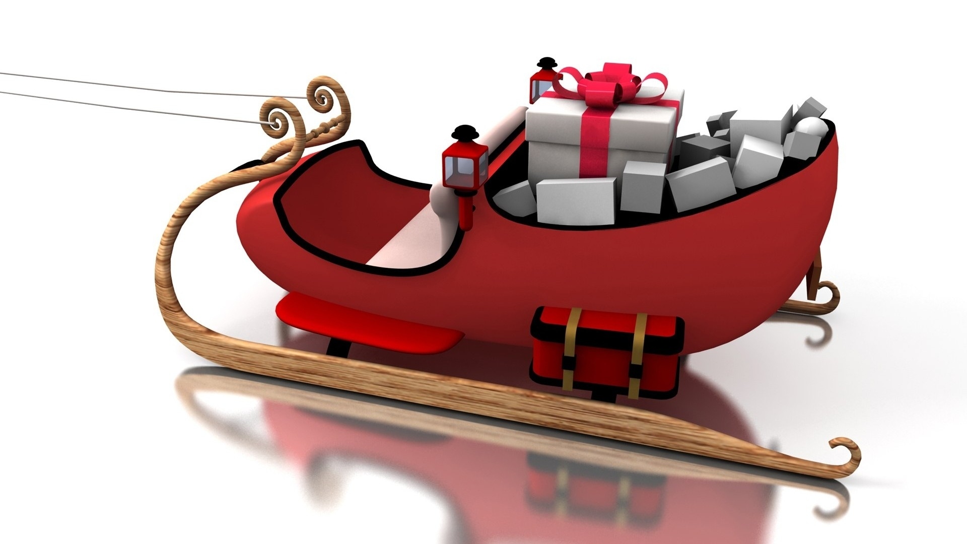874603 завантажити шпалери свято, різдво, подарунок, червоний, санки, білий - заставки і картинки безкоштовно