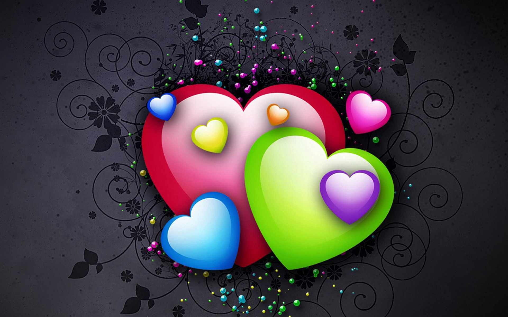 Baixar papel de parede para celular de Amor, Motley, Brilhante, Multicolorido, Corações, Fundo gratuito.