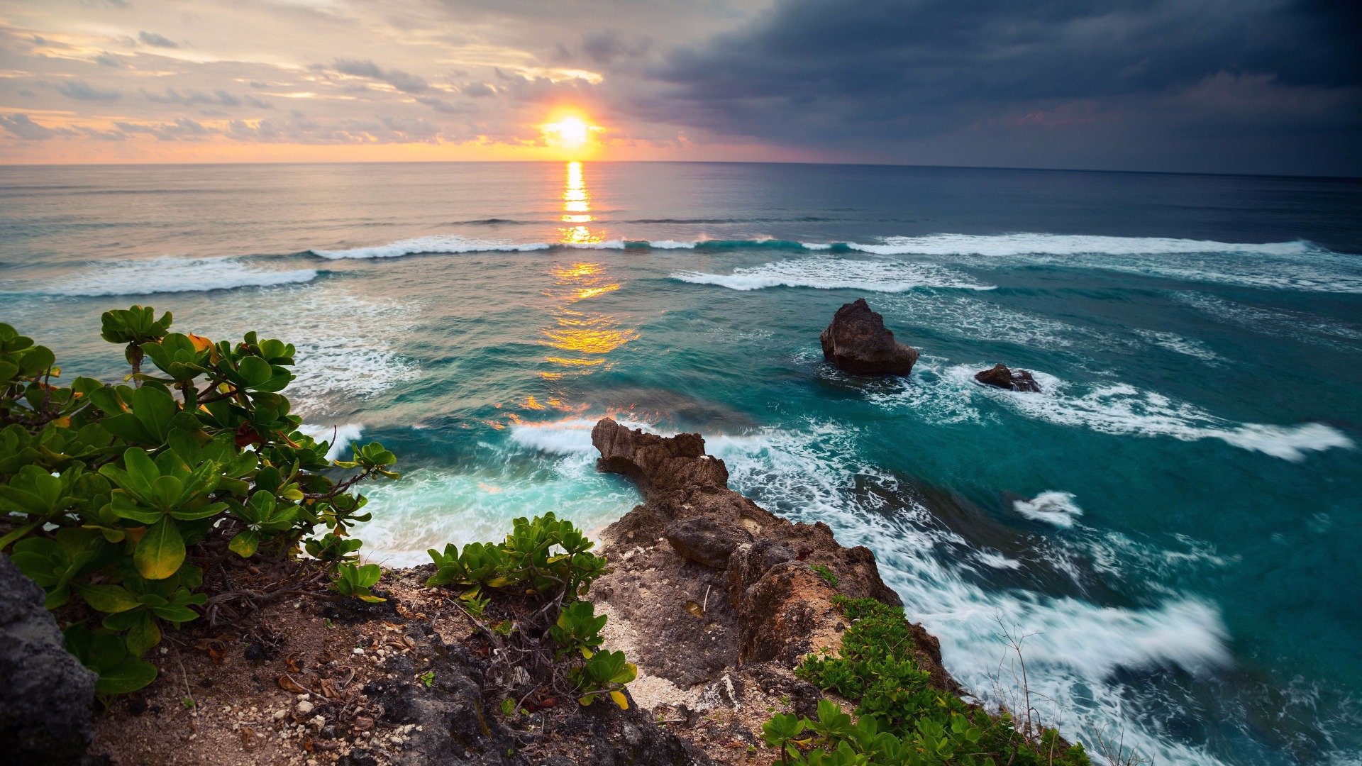 Free download wallpaper Sunset, Horizon, Coast, Tree, Ocean, Earth, Indonesia, Coastline on your PC desktop